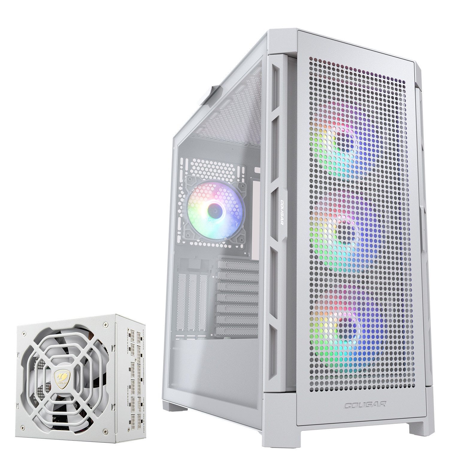 Cougar Gaming-Gehäuse DuoFace Pro, Midi-Tower ARGB, 1x USB Type-C, 2x USB-A 3.0, ATX, ATX, 4 Lüfter vormontiert, Netzteil GR 1000 80+ Gold vorinstalliert