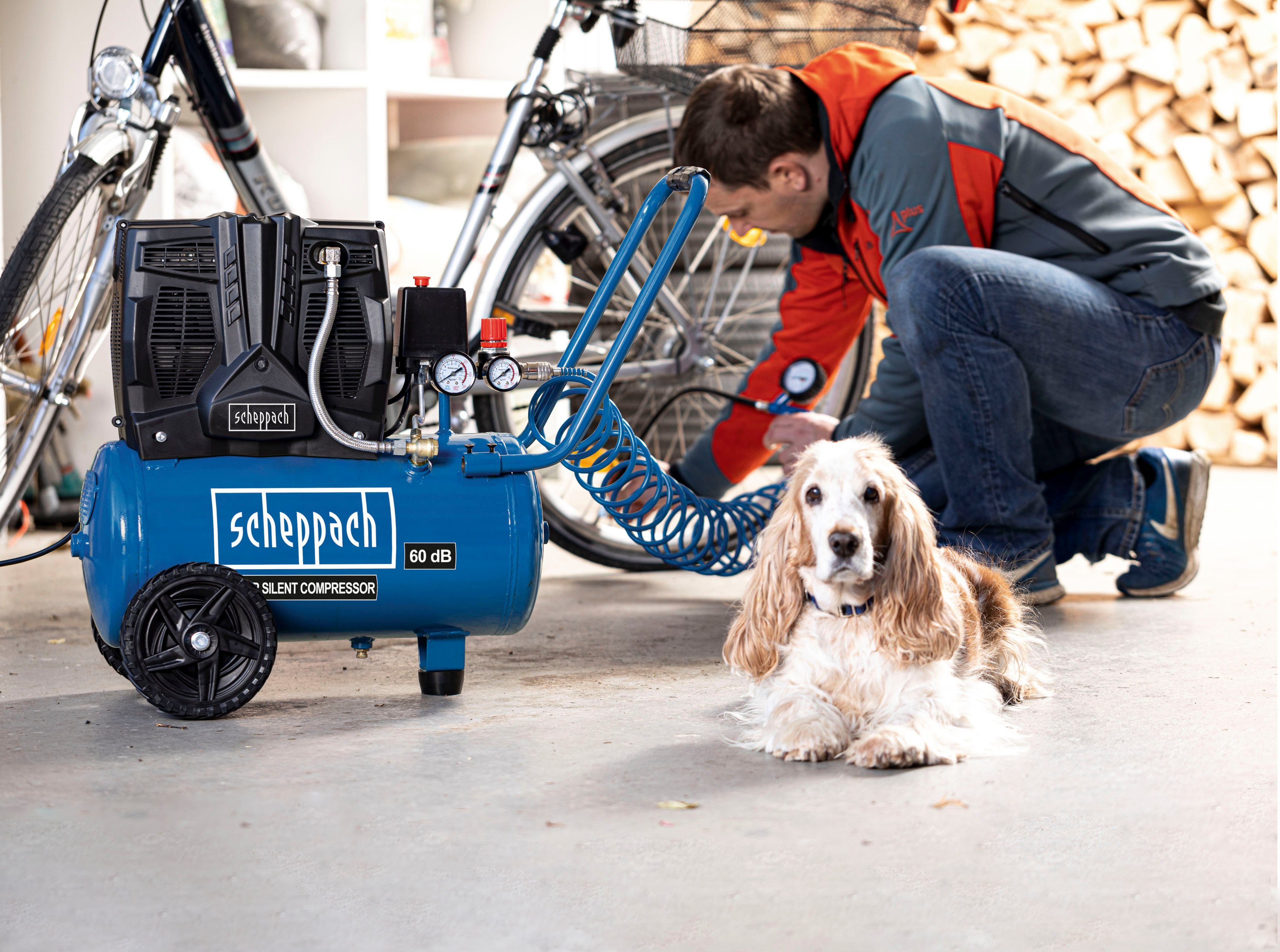 Scheppach Kompressor HC25Si – SUPER SILENT, max. 8 bar, 24 l, 1100W, 230l/m günstig online kaufen