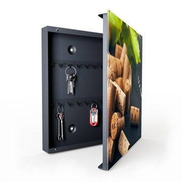 Primedeco Schlüsselkasten Magnetpinnwand mit Glasfront Korken und Korkenzieher (1 St)