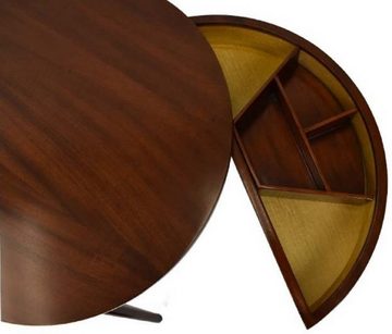 Casa Padrino Beistelltisch Luxus Beistelltisch Dunkelbraun Ø 54 x H. 54 cm - Runder Mahagoni Tisch mit 2 Schubladen - Luxus Qualität