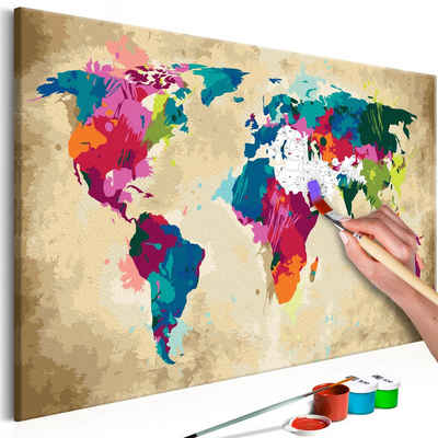 Artgeist Malen nach Zahlen Weltkarte (farbenfroh)