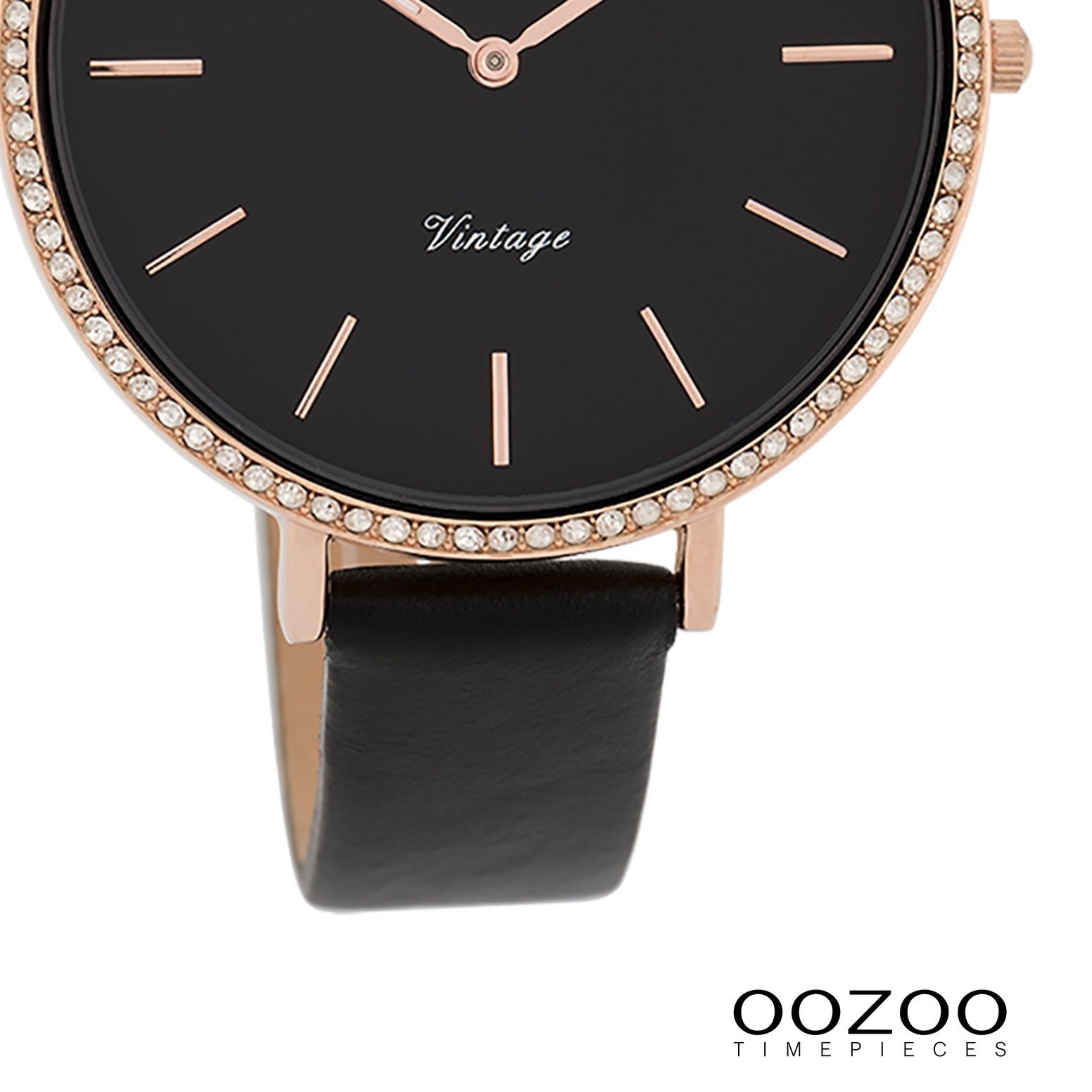 Damenuhr Lederarmband, Damen 40mm) Armbanduhr rund, Oozoo Timepieces Analog, groß Quarzuhr Fashion-Style OOZOO (ca.