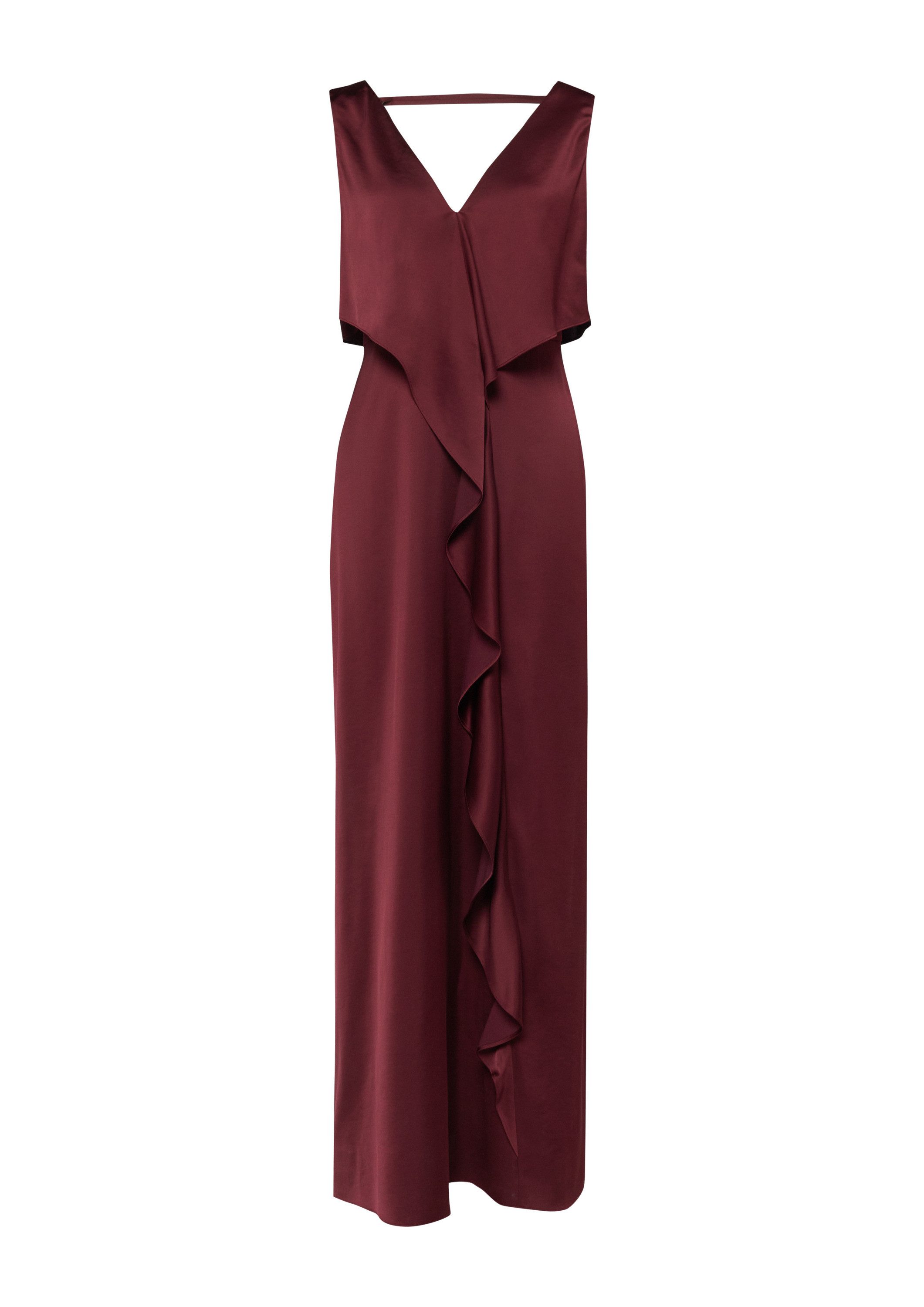 comma Maxikleid Kleid Satinkleid mit V-Auschnitt und Volants günstig online kaufen
