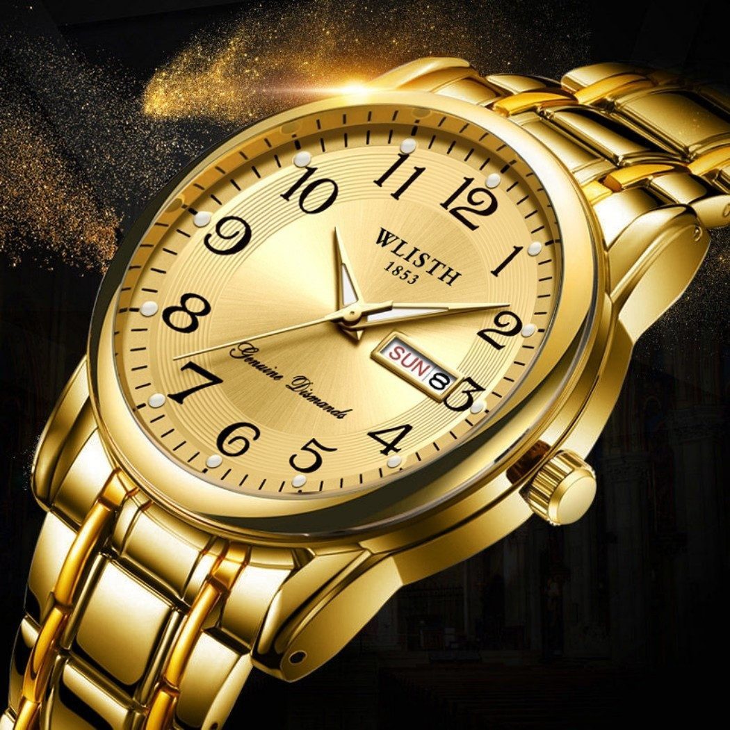 Fyrove Quarzuhr Herrenuhr mit Edelstahlarmband, (Multifunktionsuhr 40 mm mit Kalenderanzeige, Quarzwerk, 30 m spritzwassergeschützt, inkl), Bandkürzer & Uhrenbox