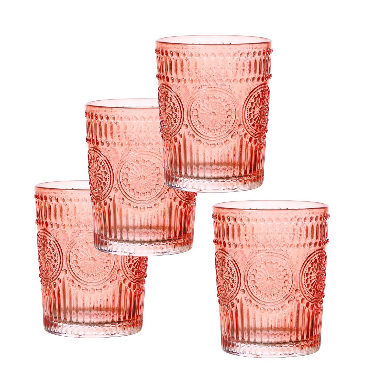 MARELIDA Gläser-Set Trinkgläser rot 4Stück 280ml Wasergläser Saftgläser Vintage Retro Boho, 4-tlg., Glas