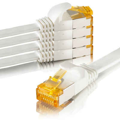 SEBSON »LAN Kabel 3m CAT 7 flach - 5er Set Netzwerkkabel 10 Gbit/s, RJ45 Stecker - U-FTP abgeschirmt« Netzkabel, (300 cm)