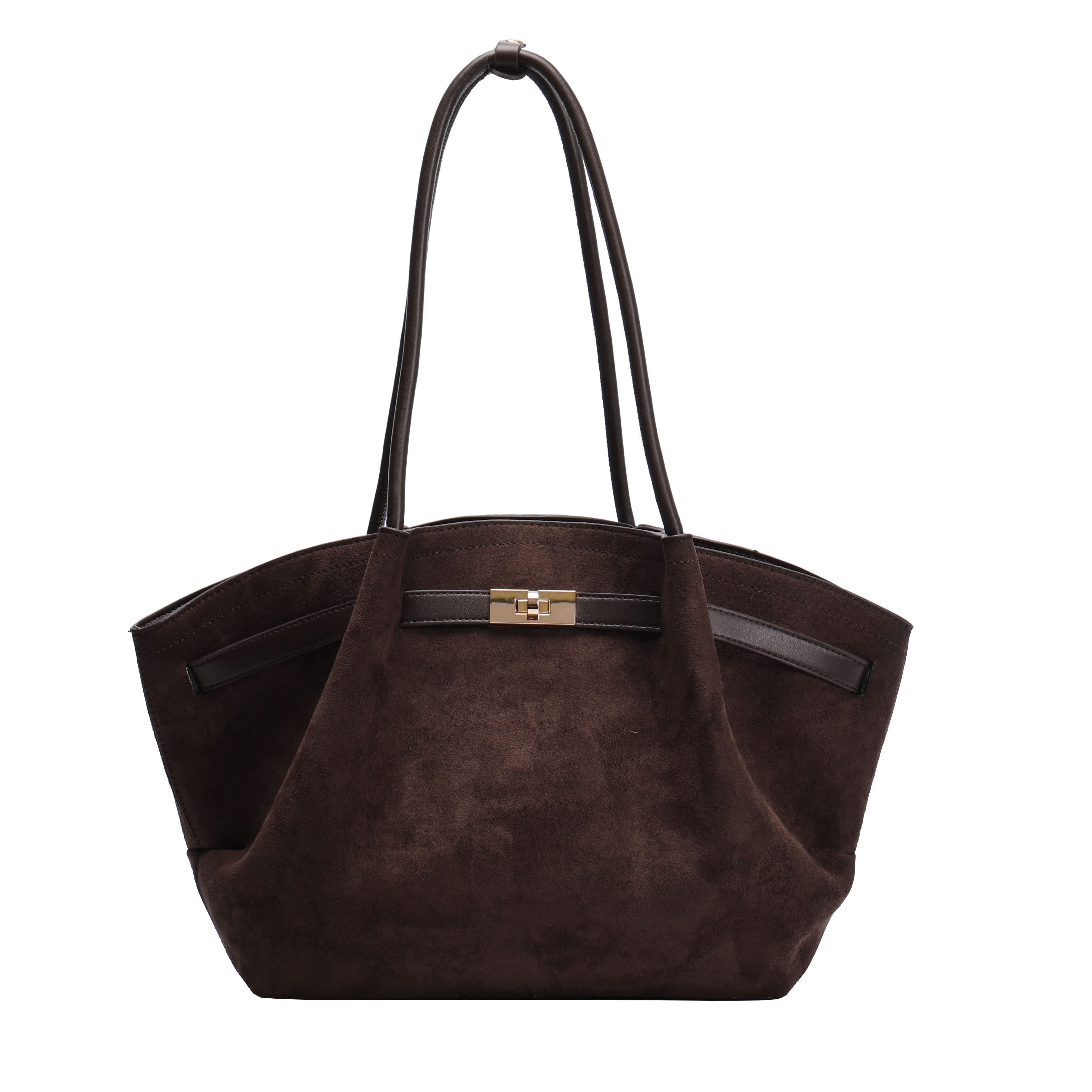 Shopper Damen Schultertasche in Wildleder-Optik, große Handtasche