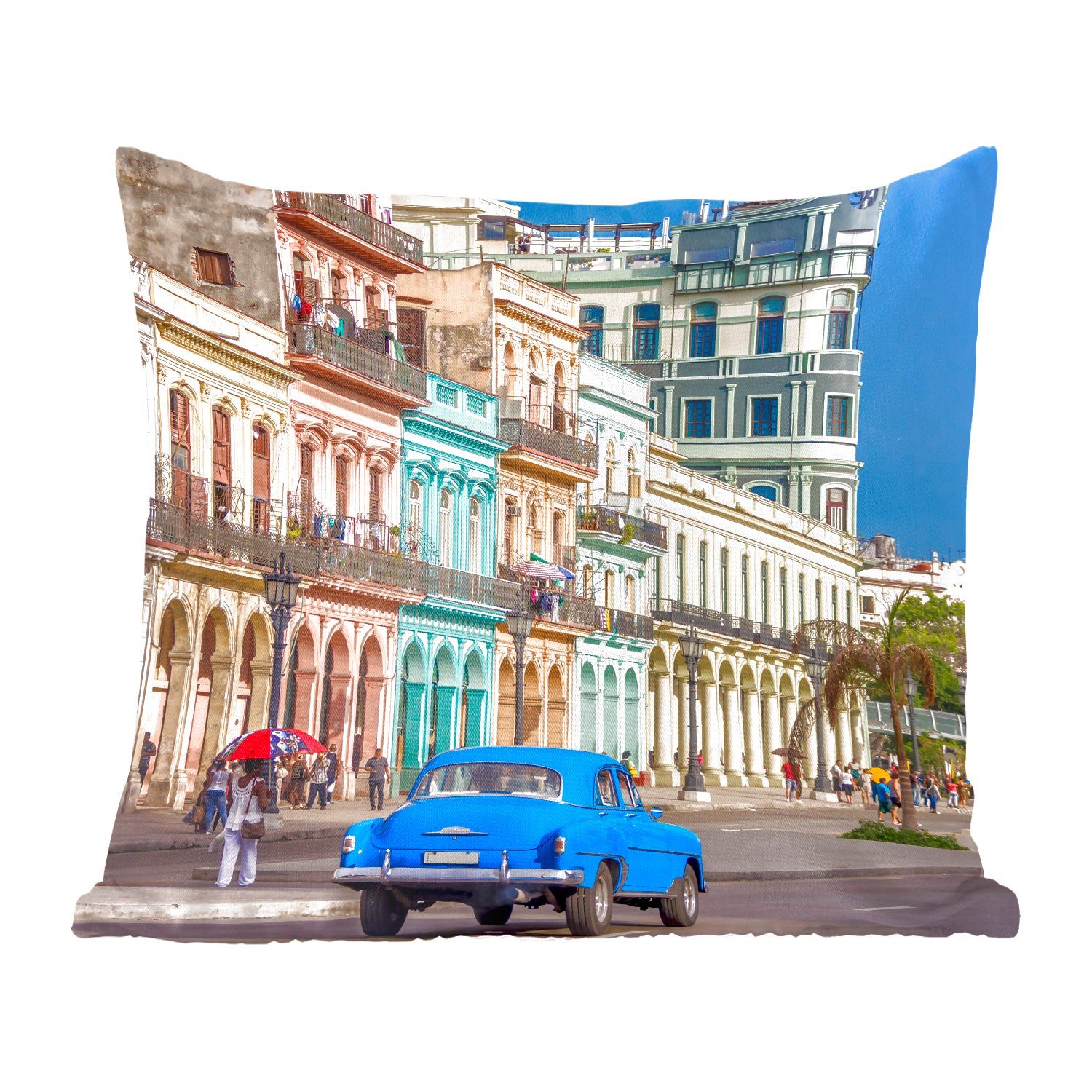 MuchoWow Dekokissen Farbenfrohe spanische Architektur bei Kuba in Nordamerika, Zierkissen mit Füllung für Wohzimmer, Schlafzimmer, Deko, Sofakissen | Dekokissen