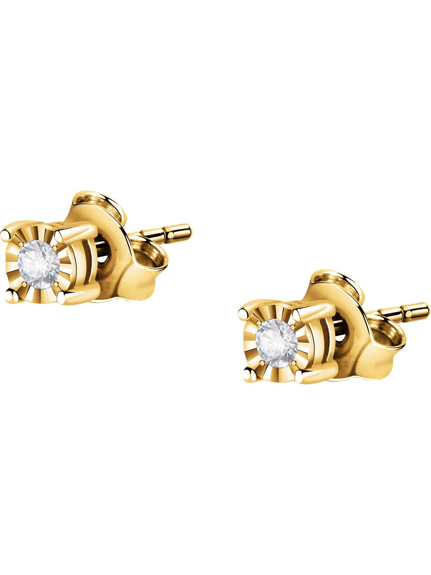 Paar Ohrhänger CHRIST Damen-Ohrstecker 375er Gelbgold Diamant