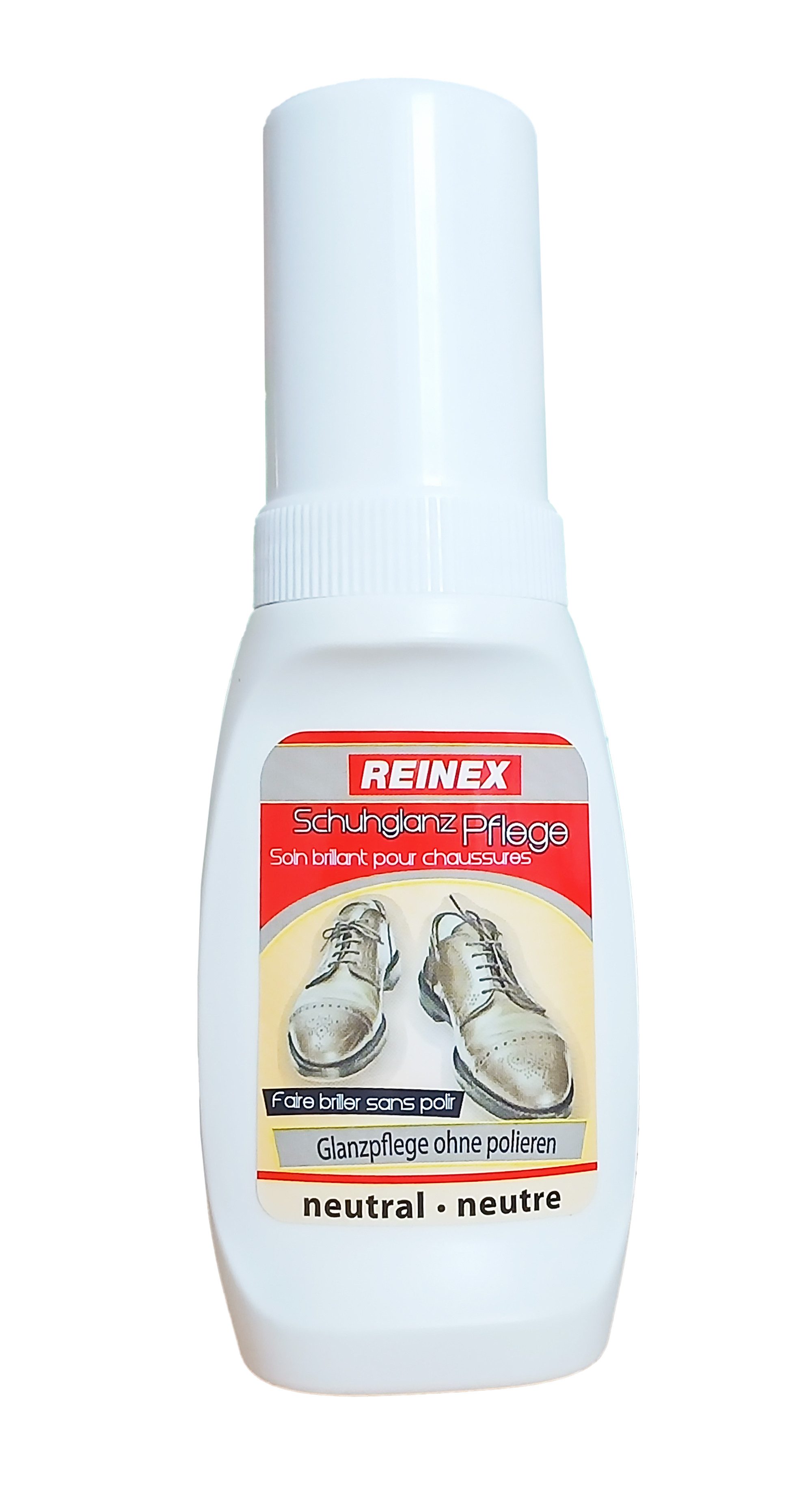 Reinex SCHUHGLANZ PFLEGE 50ml mit Schwamm flüssig Neutral für Glattleder 22 Schuhcreme, Schuhcreme Schuhpflege Lederpflege Schuh Schuhputz