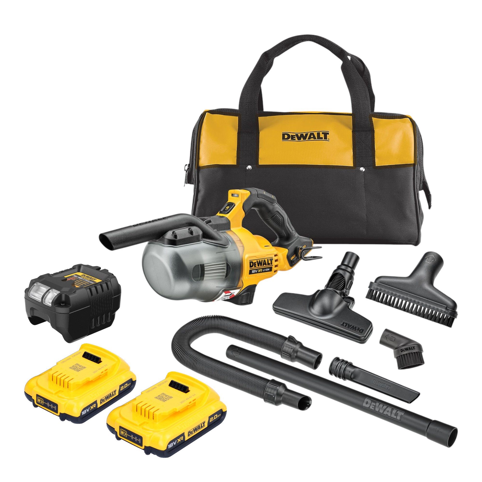 DeWalt Akku-Handstaubsauger DCV 501 LD2 18 V 0,7 l Staubklasse L + 2x Akku 2,0 Ah + Ladegerät