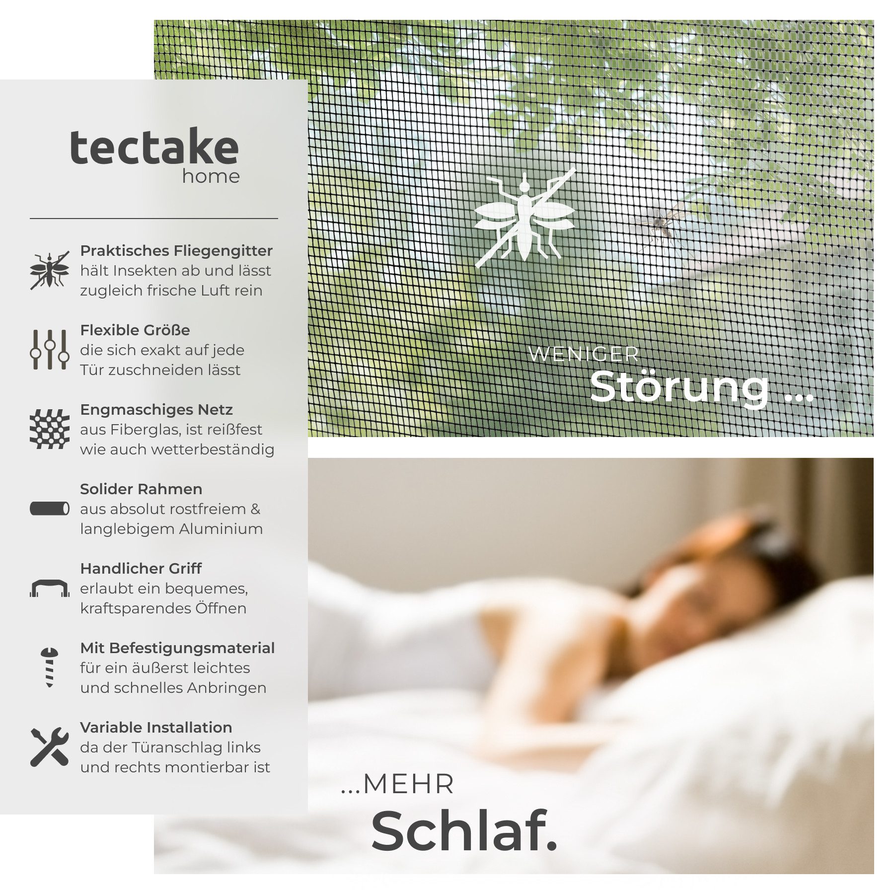 tectake Insektenschutz-Fensterrahmen Fliegengitter, für Türen günstig online kaufen