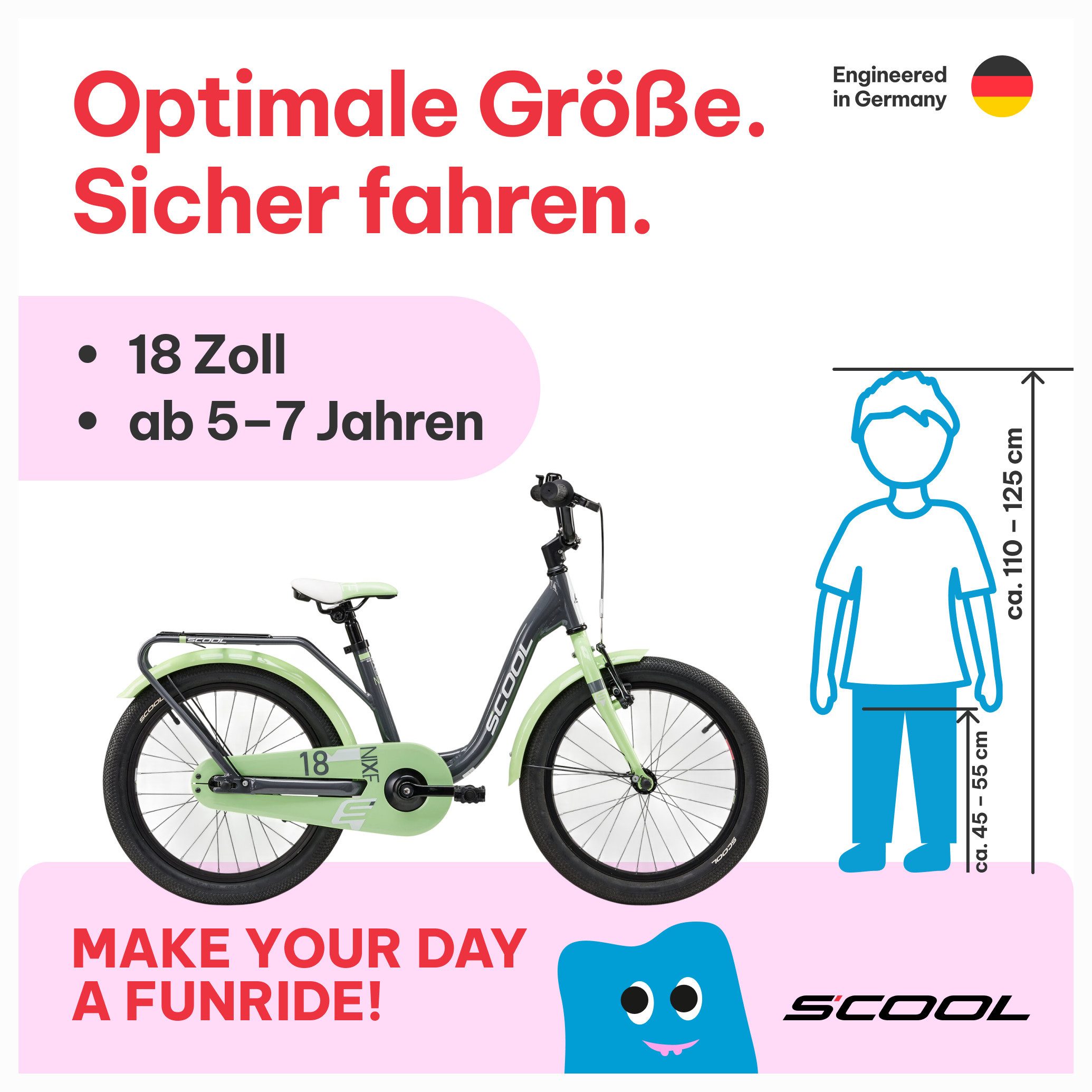 S’COOL Kinderfahrrad niXe 1-Gang, 12 / 16 / 18 Zoll