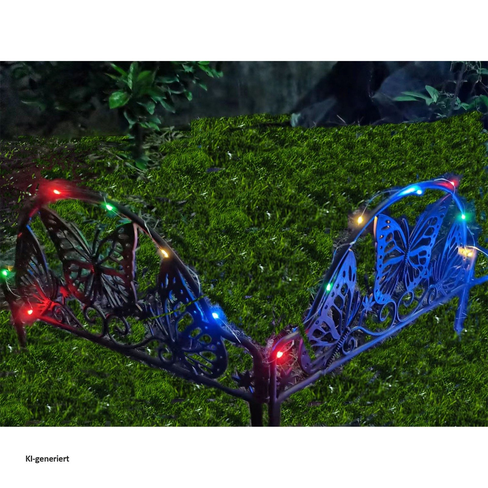 HTI-Living Zierzaun Zierzaun Nessa Solar Schmetterling 4-teilig Braun, (Stück, 4-St., 4 Zaunelemente inkl. Solarbeleuchtung), Beeteinfassung Kunststoff witterungsbeständig