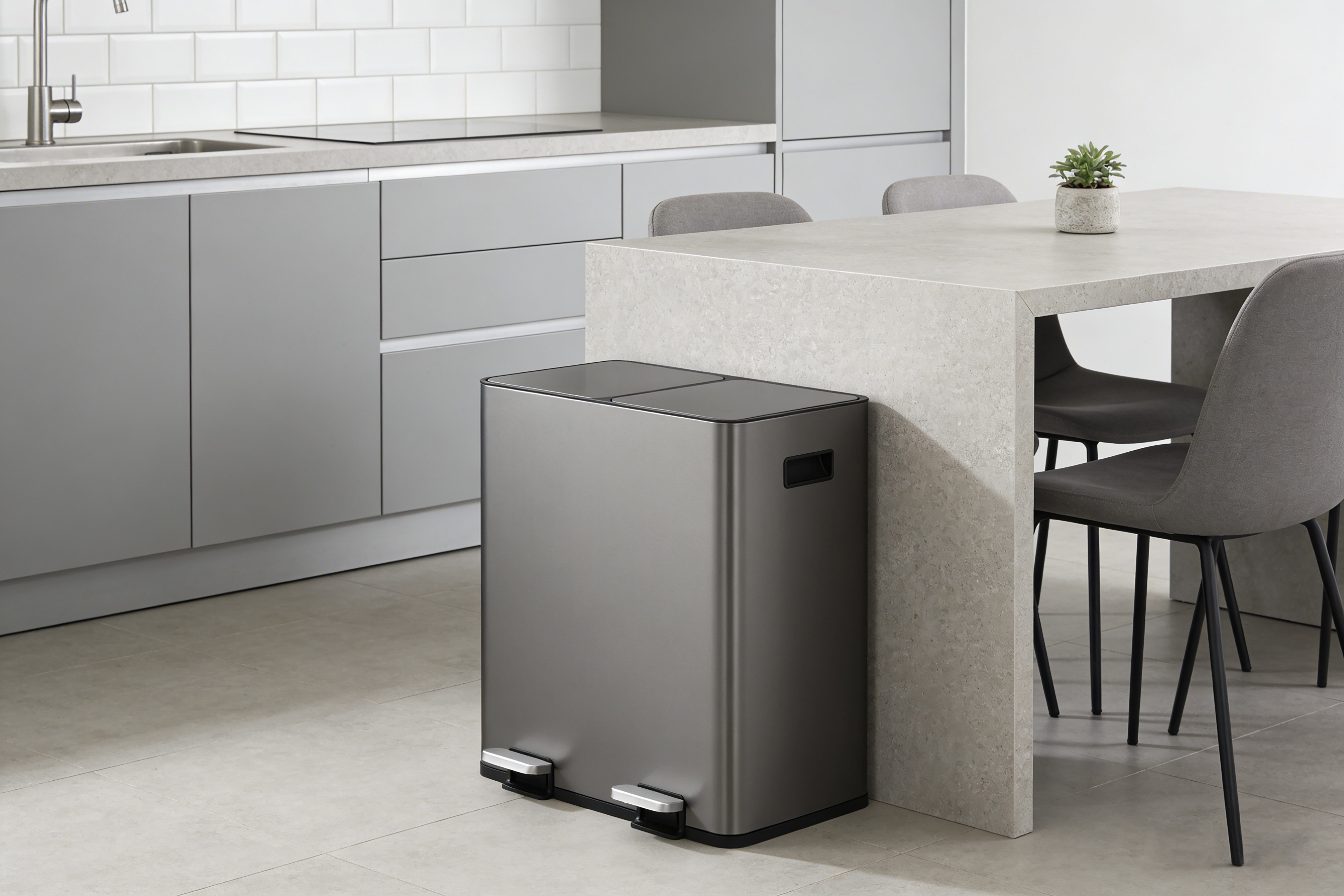 OTTO home Mülleimer Garrin, Soft Close, m. 2 Fächern, Fassungsvermögen 2x15 L bzw. 2x30 L, Mülltrennsystem mit 2 separaten Innenbehältern und Fußtrittpedalen