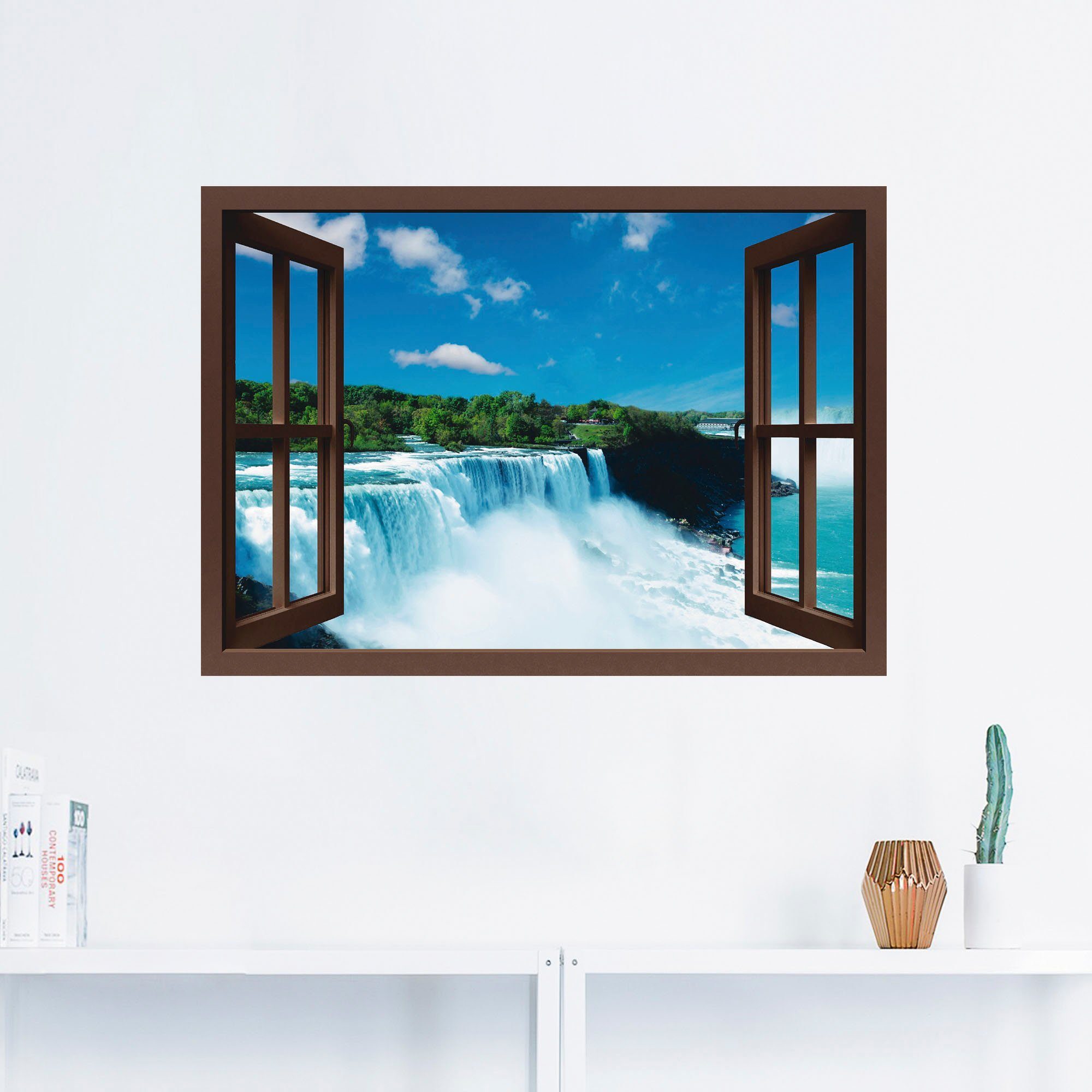 Artland Wandbild Fensterblick Niagara, (1 in St), Fensterblick Leinwandbild, Größen Wandaufkleber als Poster oder versch. 