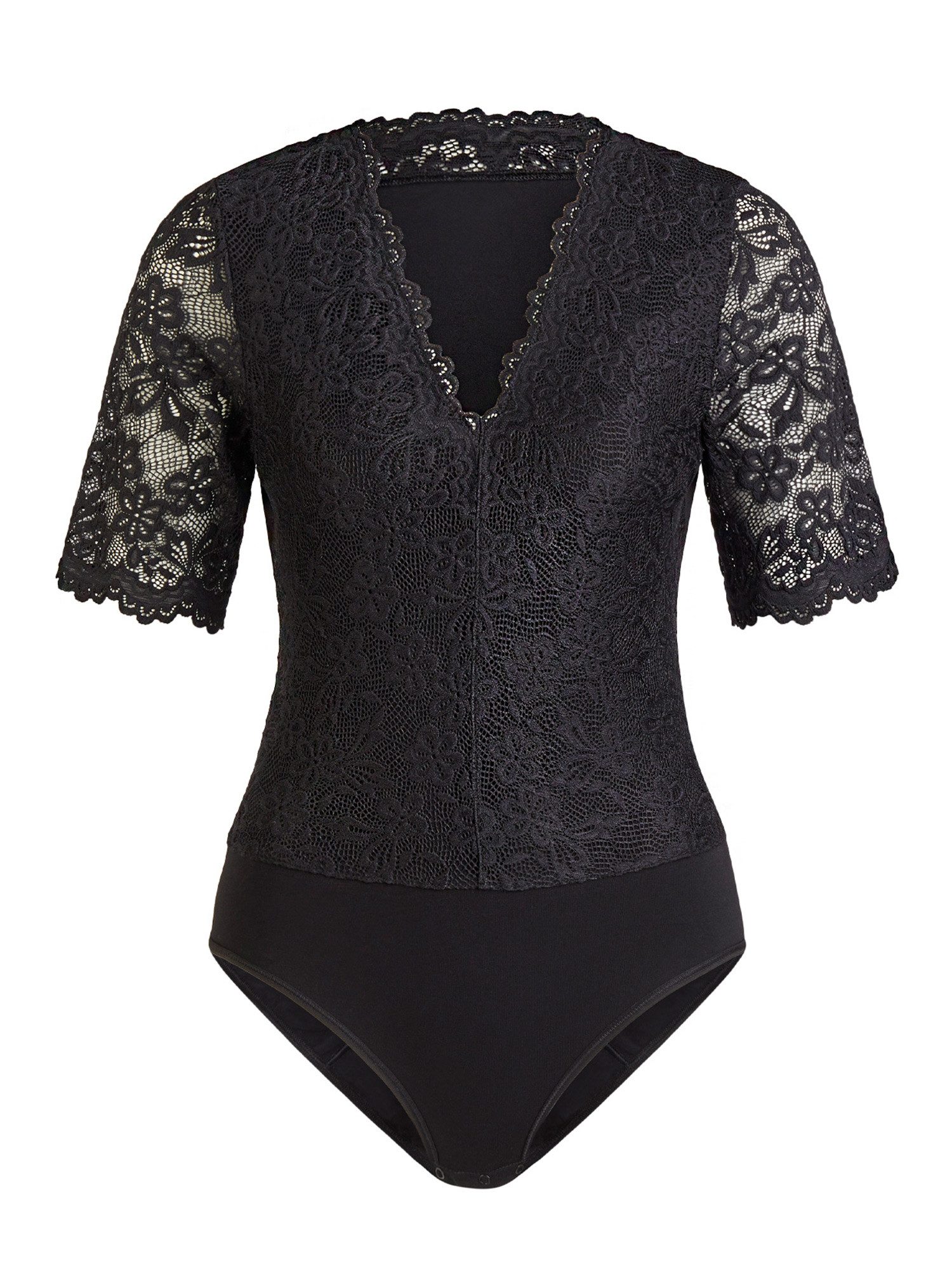 Nina Von C. Shirtbody Spitzen Body Trachtenbody Hanna (Stück, 1-tlg) leicht transparent, V-Ausschnitt