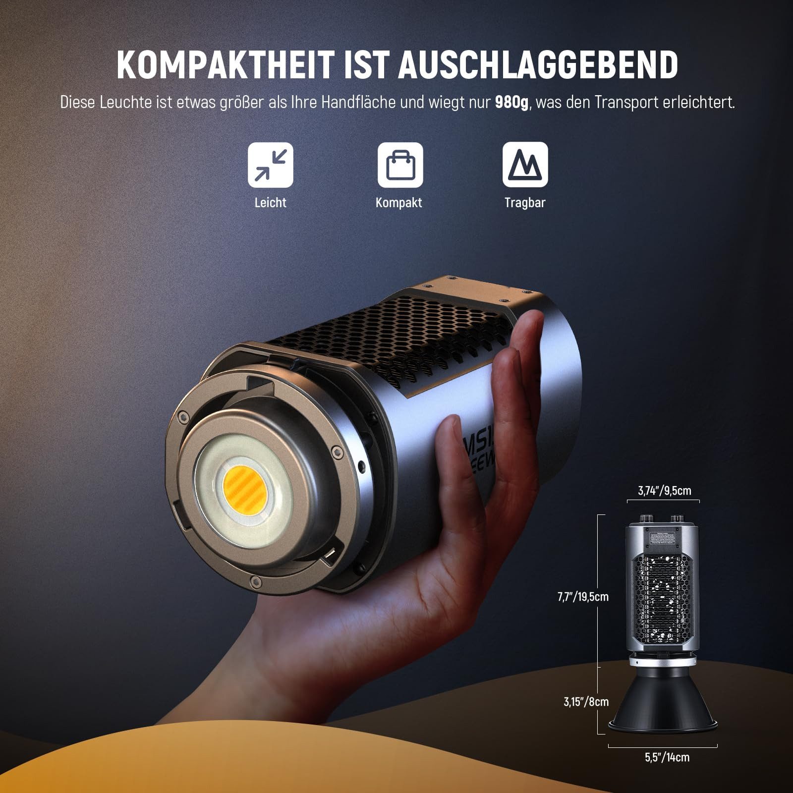 Neewer Videoleuchte MS150B 130W Bi-Farbe LED Videoleuchte, Dimmbar, App/2,4G Steuerung, 2700K-6500K, 2 Stromversorgungsoptionen für Porträts Studioaufnahmen