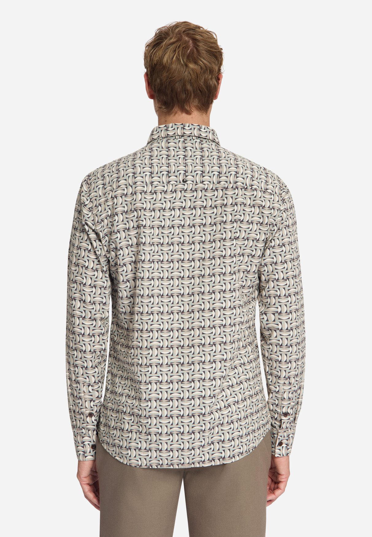 NO EXCESS Businesshemd Shirt Allover Printed - geometrisches Musterhemd