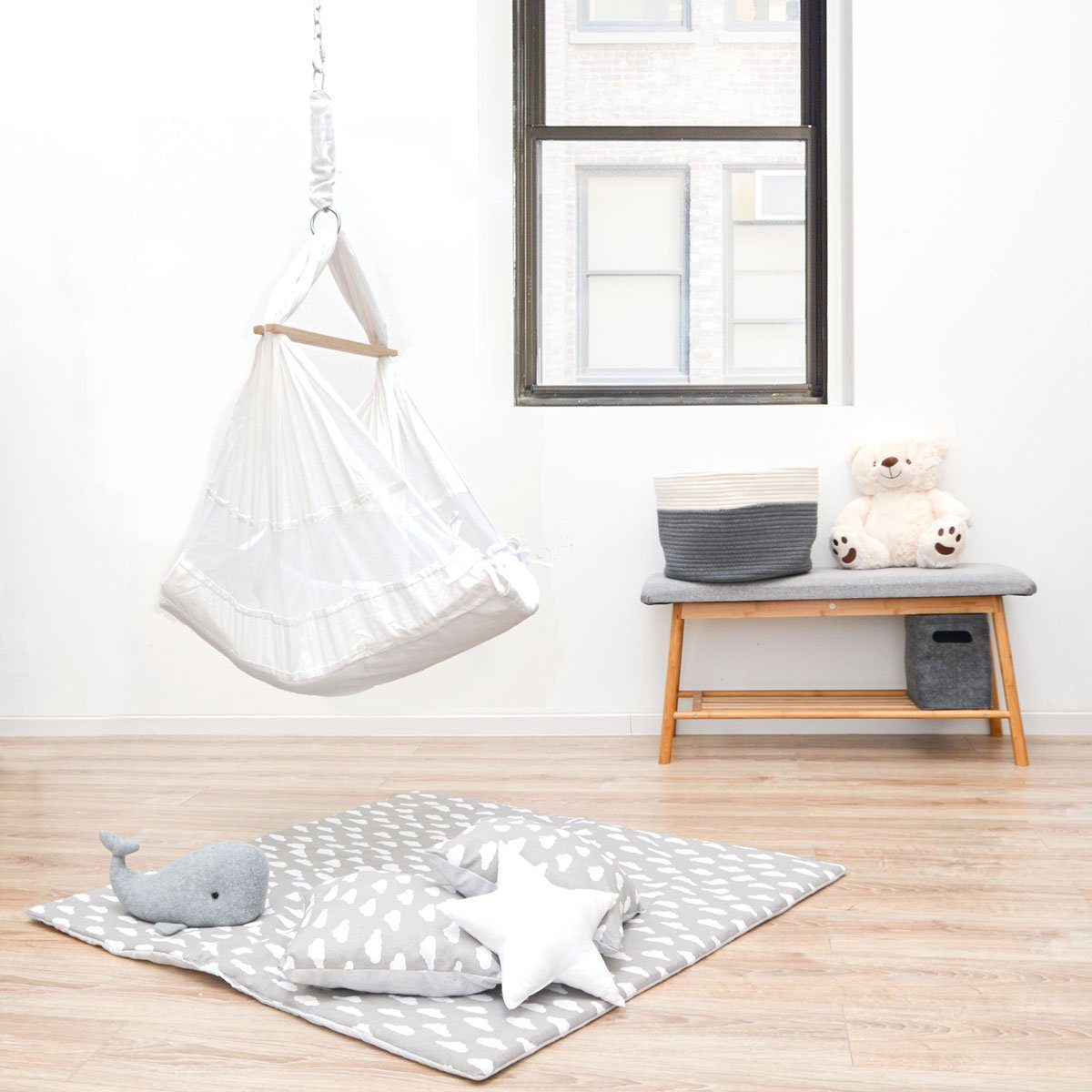 AMANKA Babywippe Baby Federwiege mit 100cm Kette Schwerlast Decke, Hängemat günstig online kaufen