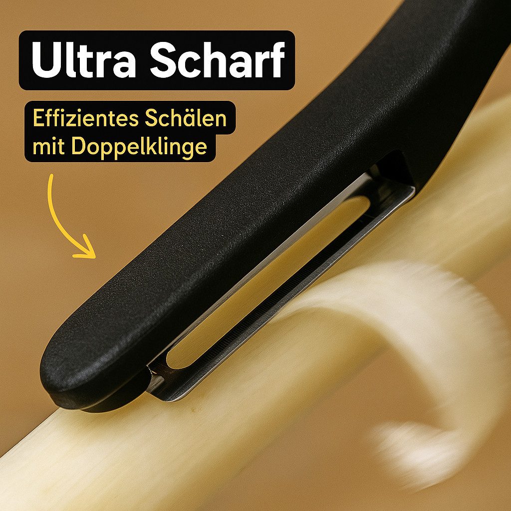 Thiru Spargelschäler Doppelschäler – 2-Klingen-System – für Spargel, Möhren & Langgemüse, Doppelklinge