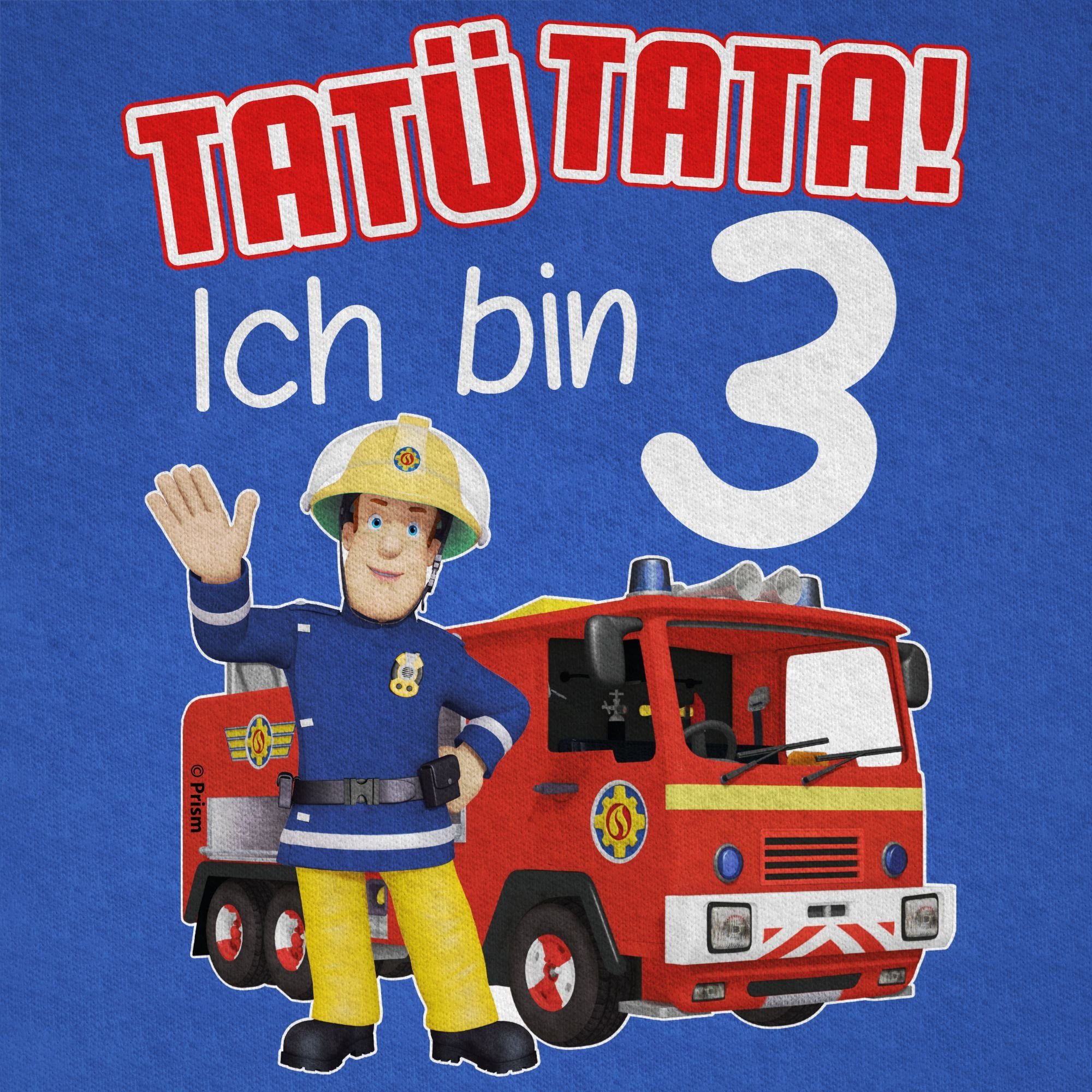 Shirtracer T-Shirt Tatü Sam 3 bin Geburtstag Ich Royalblau Tata! Jungen Feuerwehrmann 01