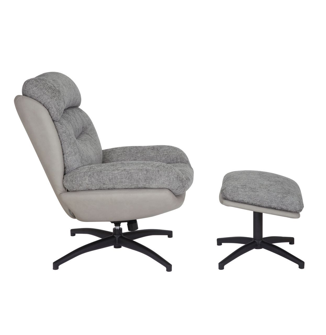 Better Home Relaxsessel gepolsterter Drehsessel Relaxsessel mit Hocker, hellgrau