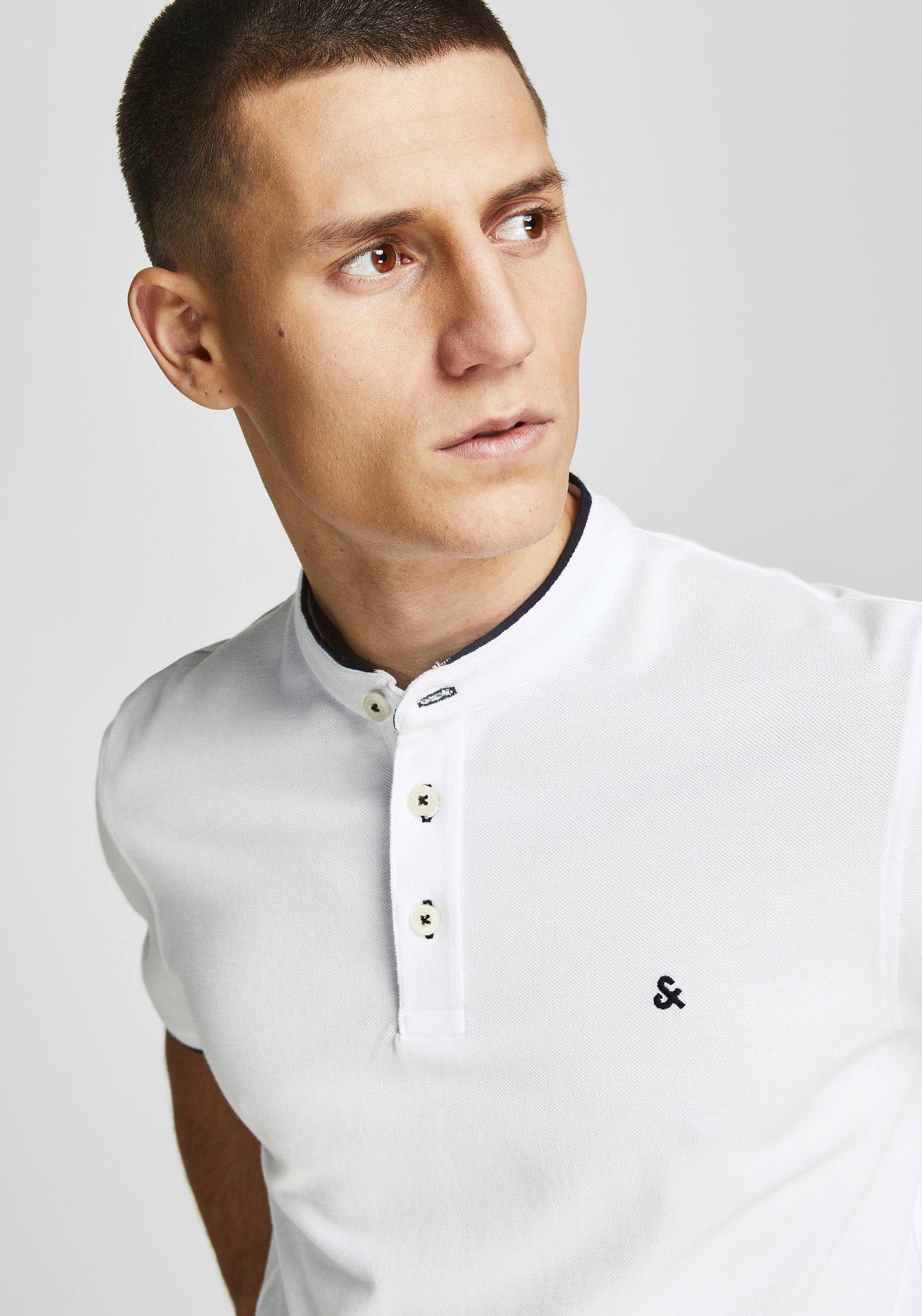 Jack & Jones Kurzarmshirt PAULOS MAO POLO mit kontrastfarbiger Kante am schmalen Stehkragen und am Ärmelsaum