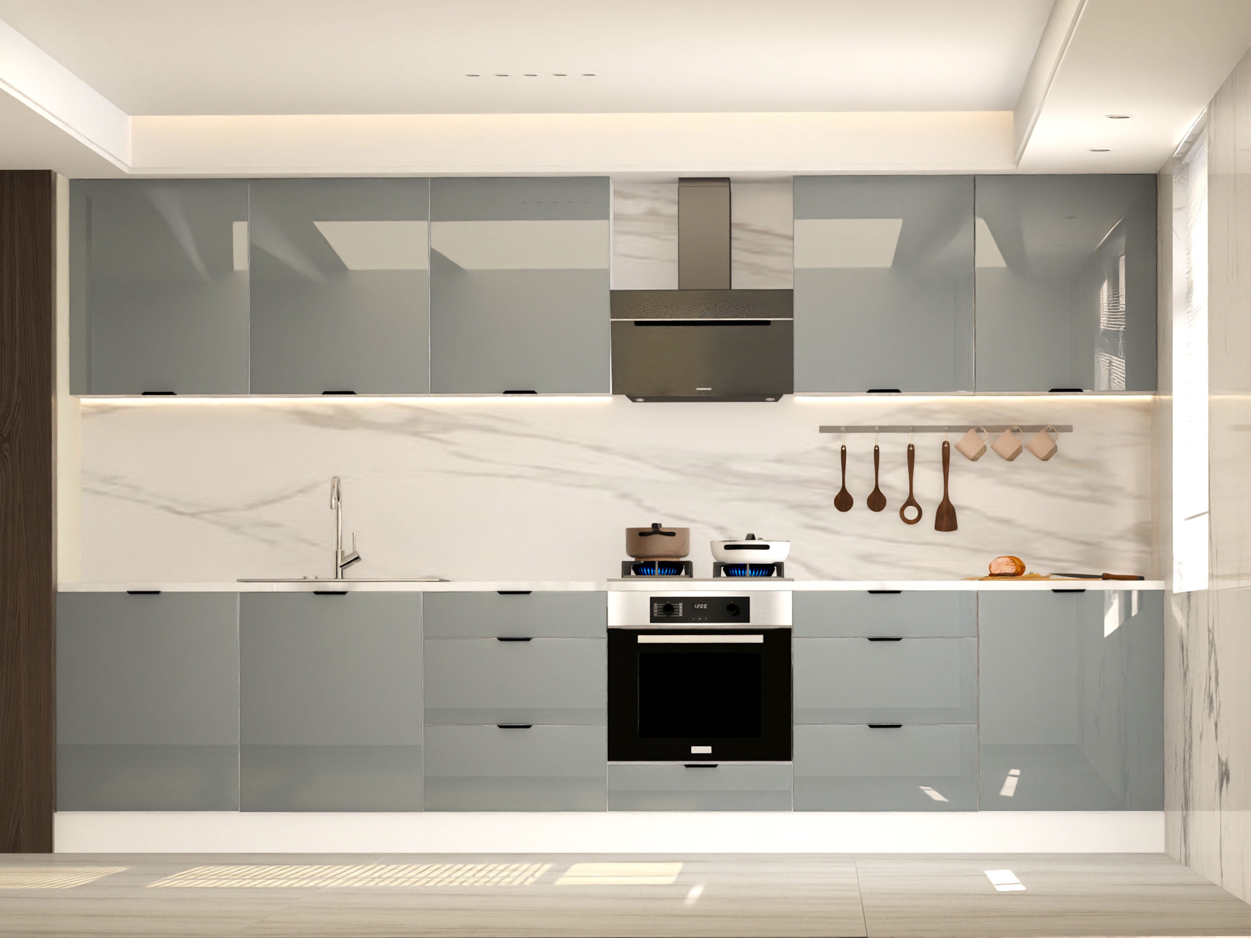 ROYAL24_MARKT Küchenzeile – 360 cm – Lunara – Ohne Arbeitsplatte & Elektrogeräte, (Set), Edle Materialien - Stilvolles Design - Hohe Qualität