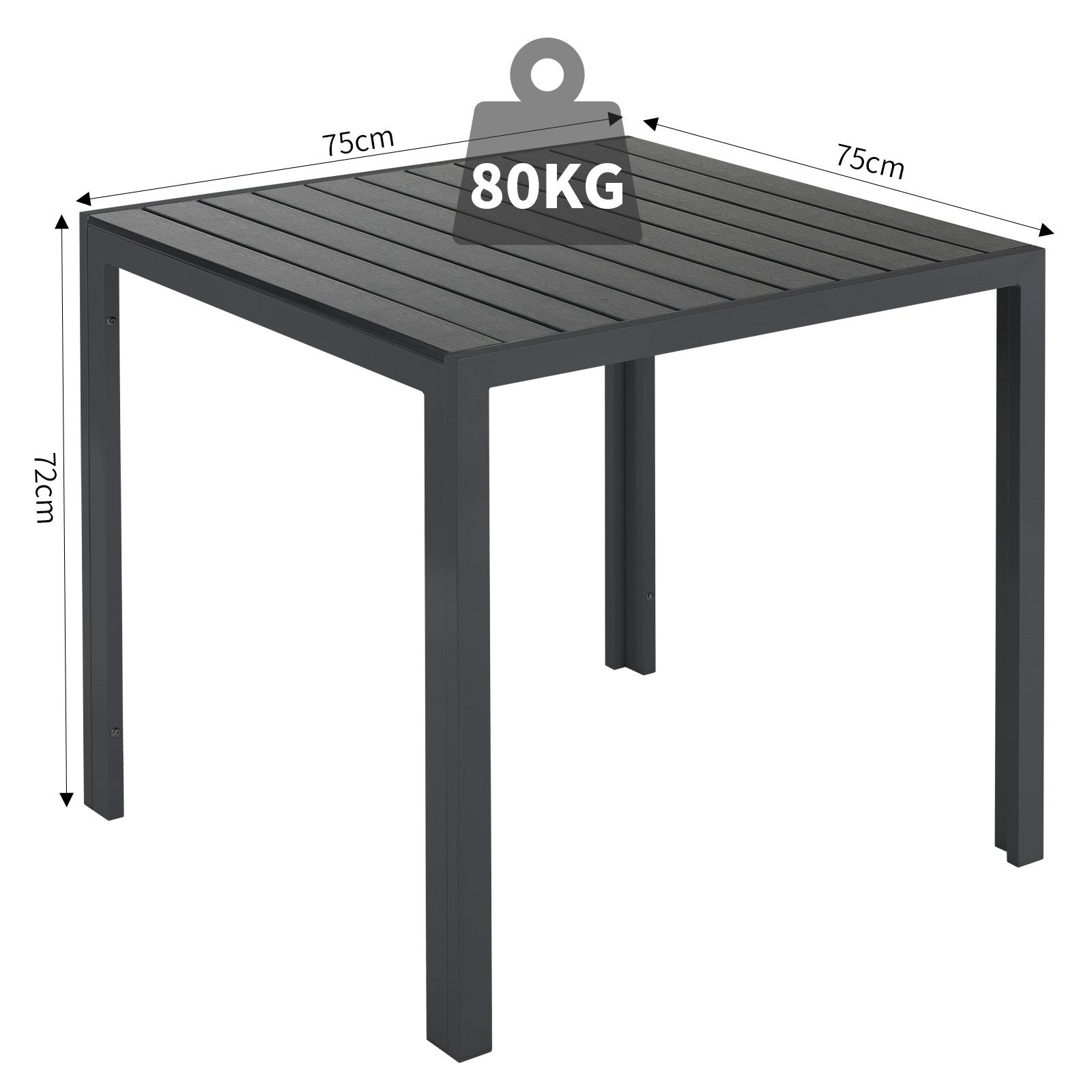 TLGREEN Gartentisch Aluminiumrahmen Quadratisch (75x75cm WPC günstig online kaufen