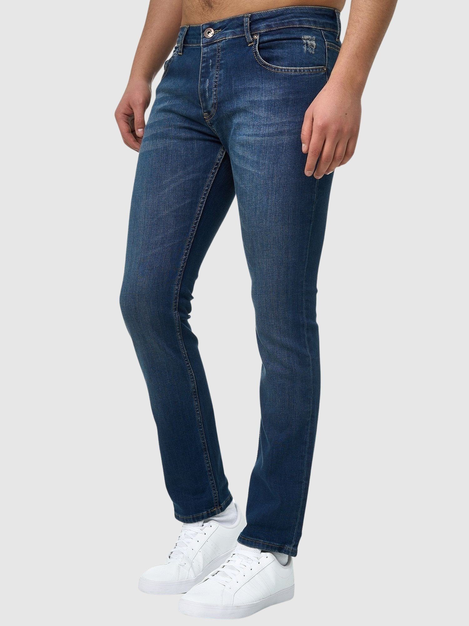 John Kayna Slim-fit-Jeans Herren Jeans Slim Fit Jeanshose Denim Herrenjeans Designer Herrenhose (Jeanshose Designerjeans Bootcut, 1-tlg) Freizeit,Casual 608-JK Heavy Blue Used