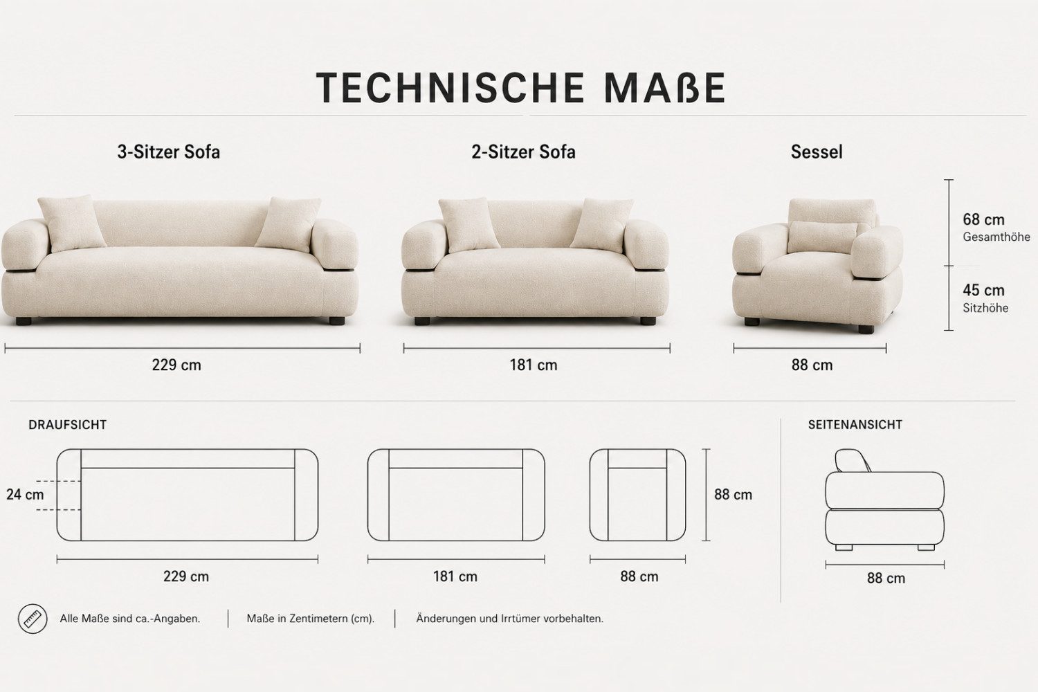 Pointhome Sofa Polstergarnitur 3-2-1 Wohnzimmer Set (3 + 2 Sitzer Sofa + 1 Sessel), 3-2-1 Set – Bild 4 von 5