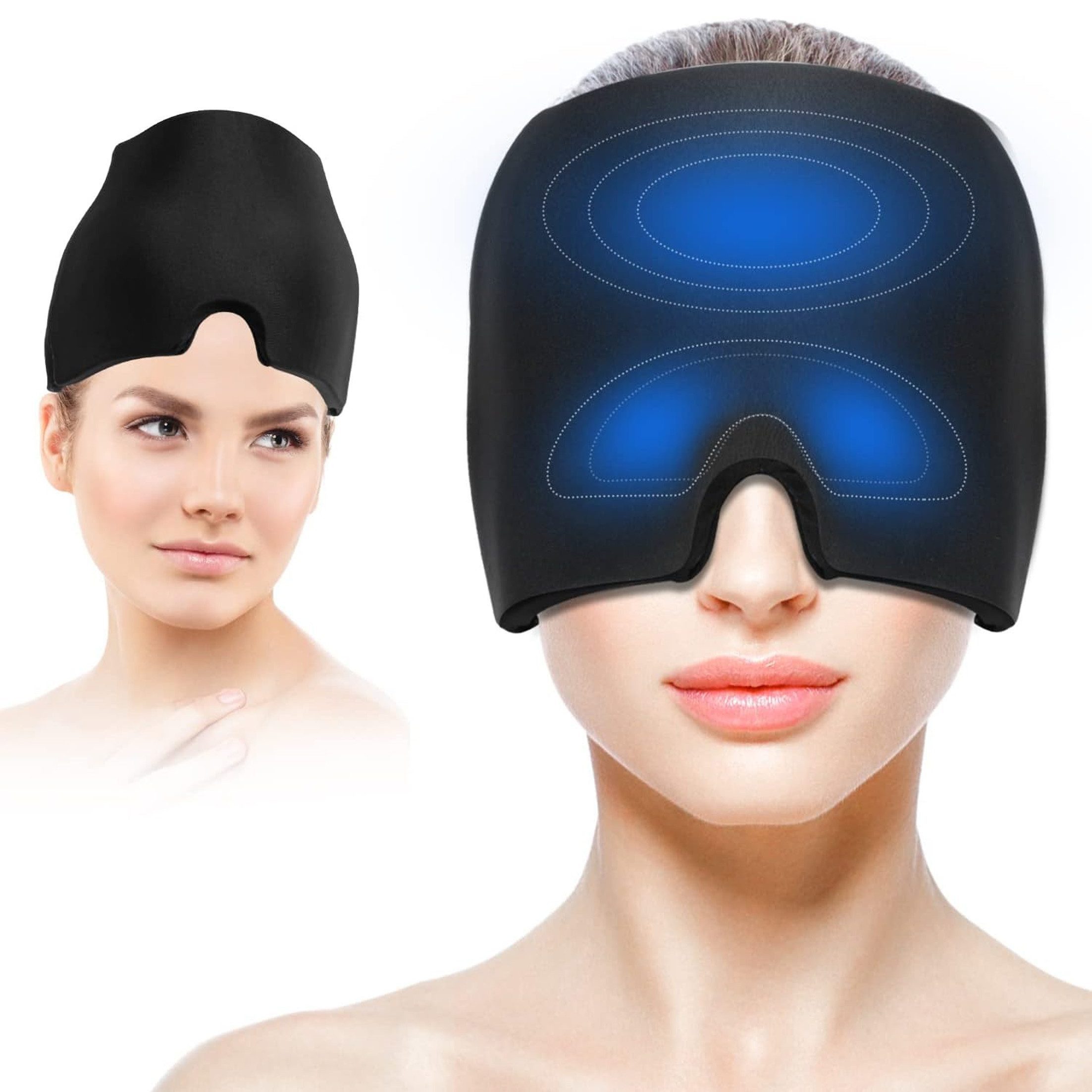 feinlux Augenbinde Augenbinde Eismaske,Gel-Kältekompressen-Kopfhaube, set, 1-tlg., Pflegehaube, Hergestellt aus modernen Materialien und Gel, ungiftig und geruchlos.