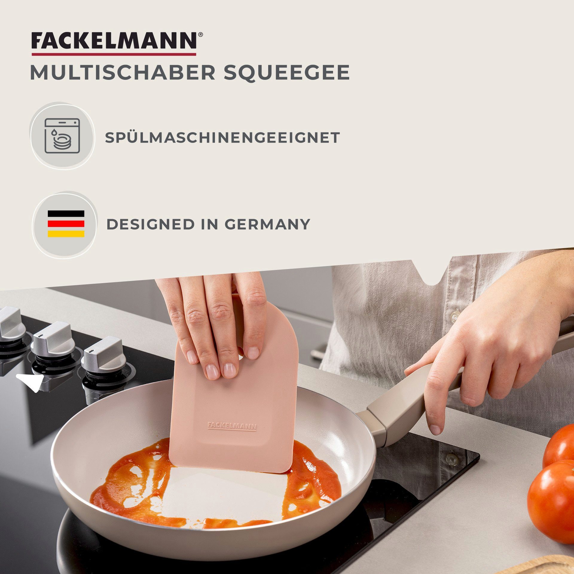 FACKELMANN Teigschaber Multischaber, Silikon-Squeegee, Küchenhelfer, Speisereste-Entferner