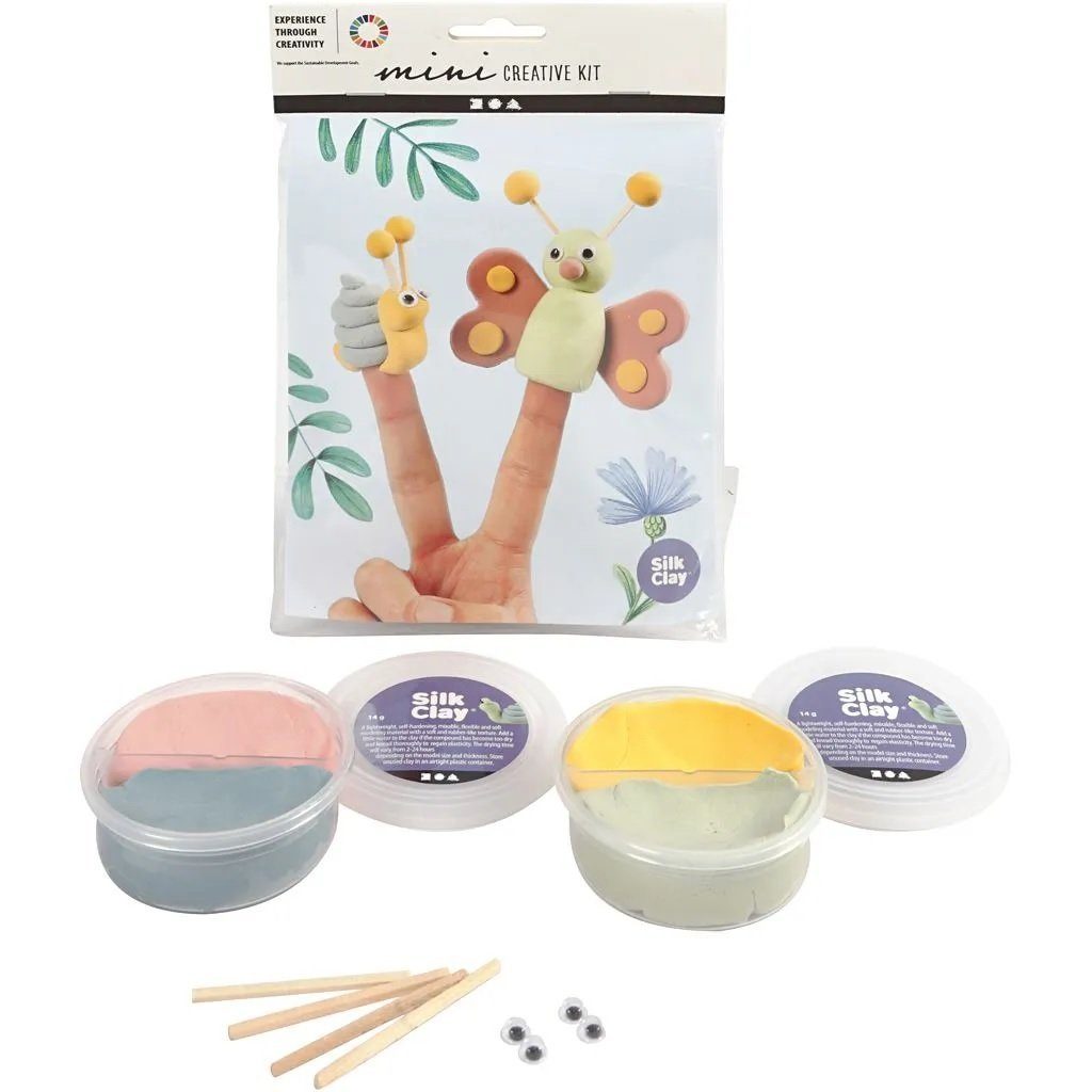 creativ company Kreativset Mini Kreativ-Kit Fingerpuppen aus Silk Clay