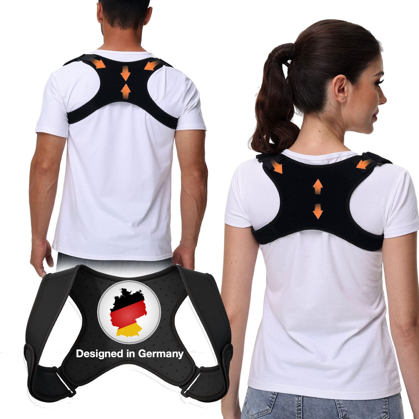 DONNERKRAFT Geradehalter mit Stützgürtel Haltungskorrektur Haltungstrainer Herren Damen + Ebook Leitfaden