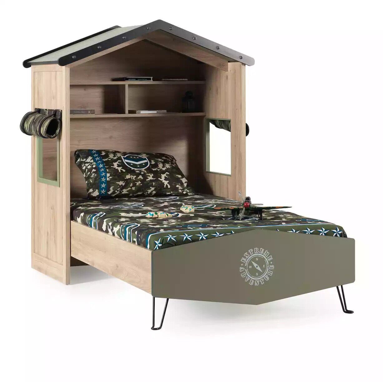 JVmoebel Bett Design Bett Holz Grün Jungen Kindermöbel Kinderbett Modern (1-tlg., Bett), Made in Europe