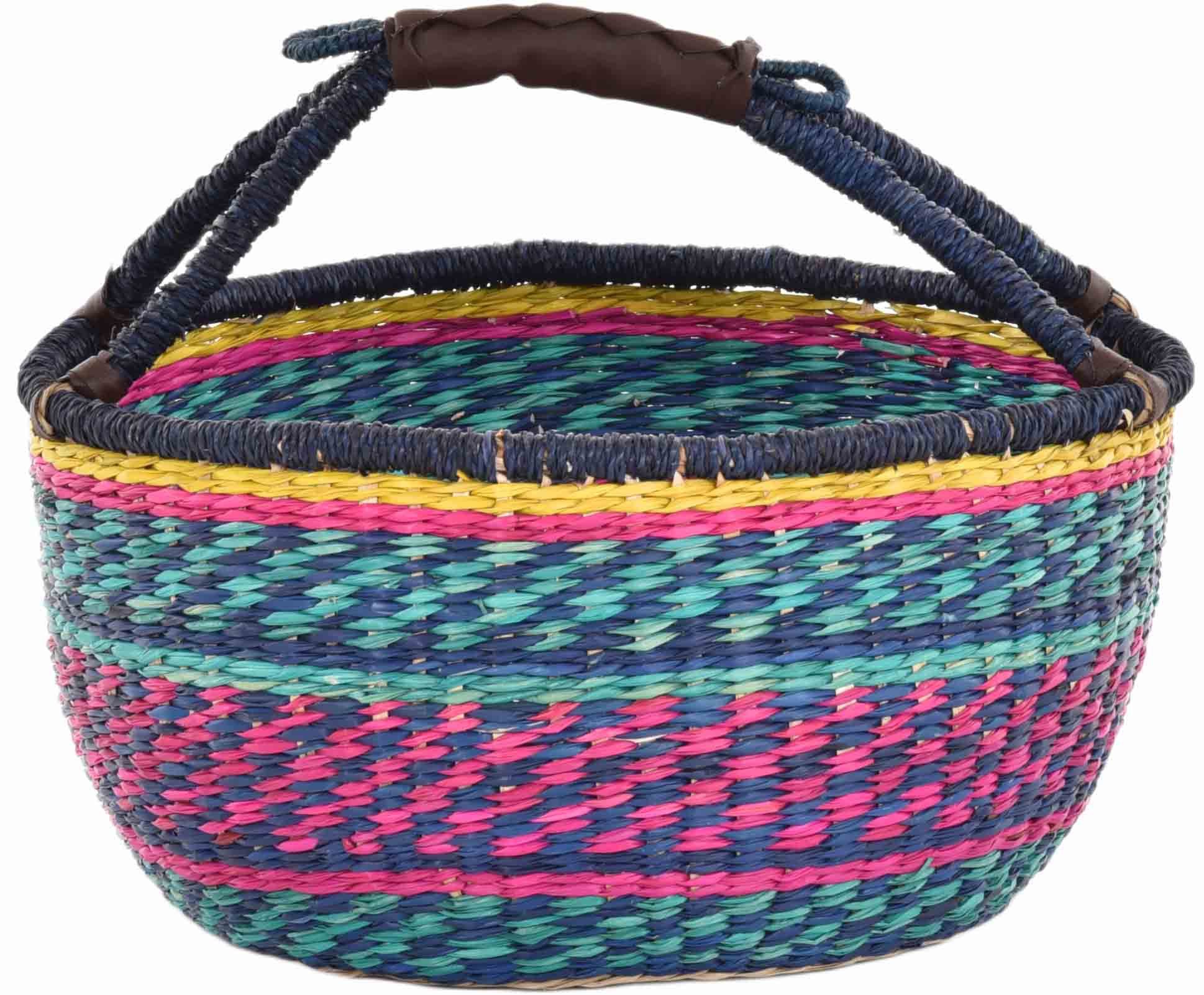 Krines Home Einkaufskorb Seegras Tasche Groß mit Henkel Korb mit Kunstleder günstig online kaufen