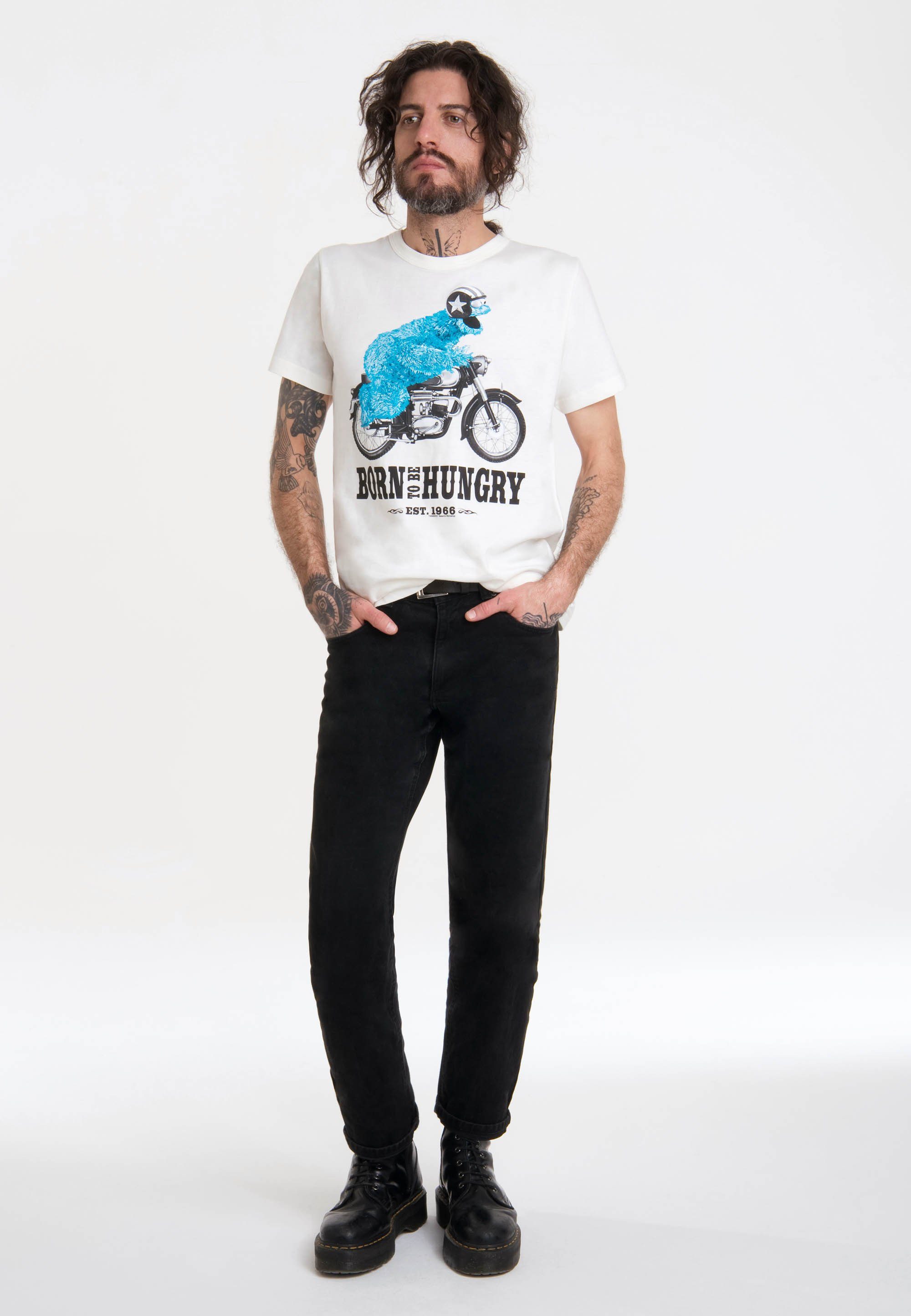 LOGOSHIRT T-Shirt Sesamstraße - Krümelmonster Motorrad günstig online kaufen