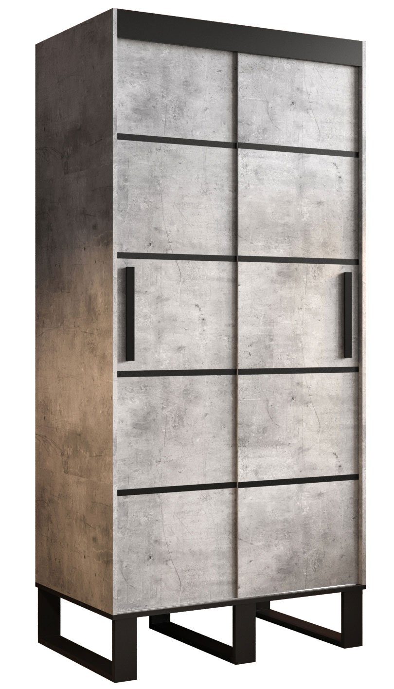 Feldmann-Wohnen / Loft beton wählbar schwarz (Loft) Schiebetürenschrank Breite