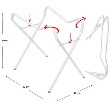 Maltex Babybadewanne PONY Graphit Set 4-tlg + Gestell Weiß - Babybadeset Zubehör Pflege, (Made in Europe Spar Set), ** Babywanne + Badesitz + Topf + WC Aufsatz + Gestell **