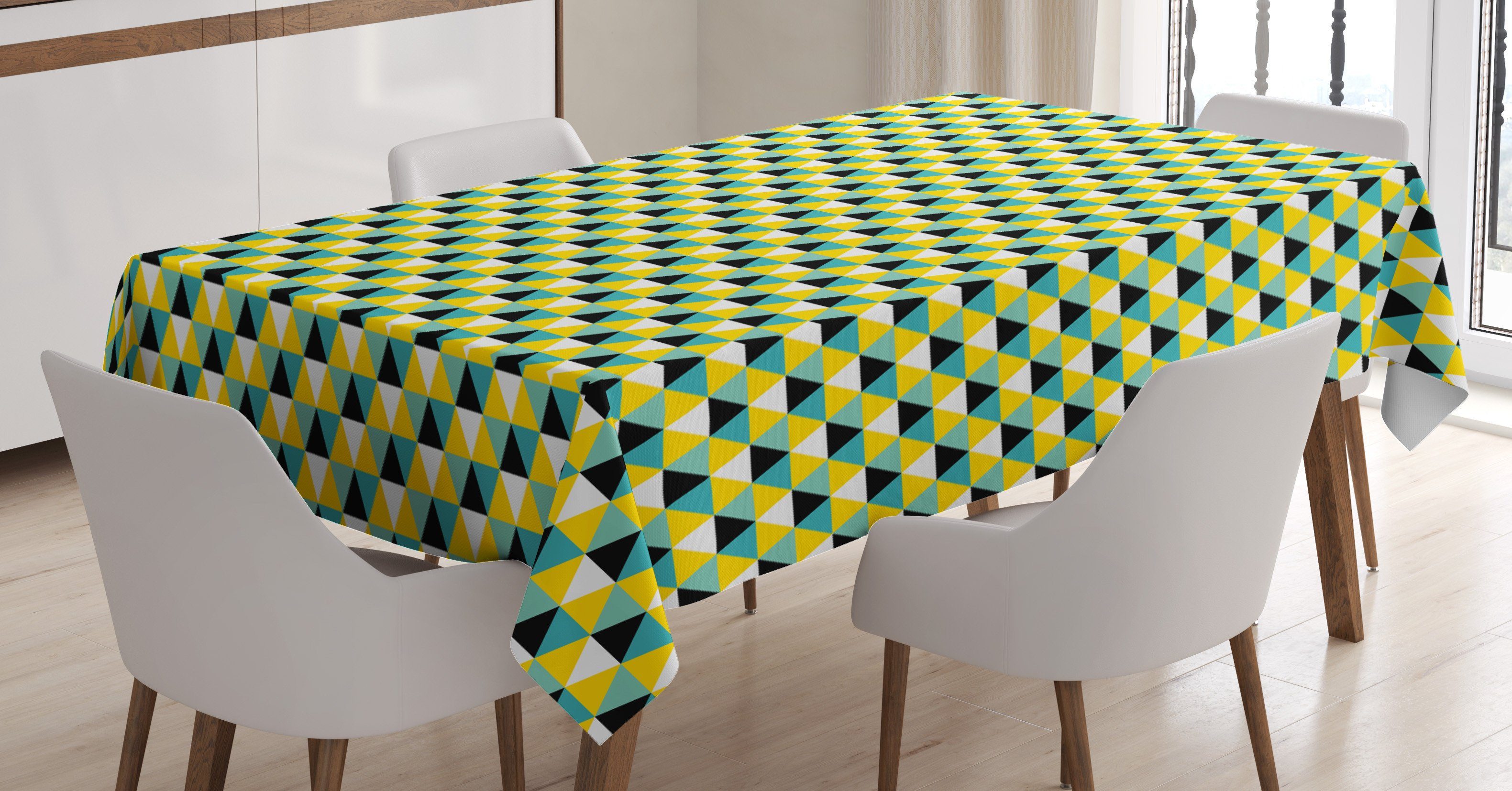 Tischdecke Außen Colored Farben, Für Geometrisch geeignet Abstract Waschbar Klare den Bereich Abakuhaus Triangle Farbfest