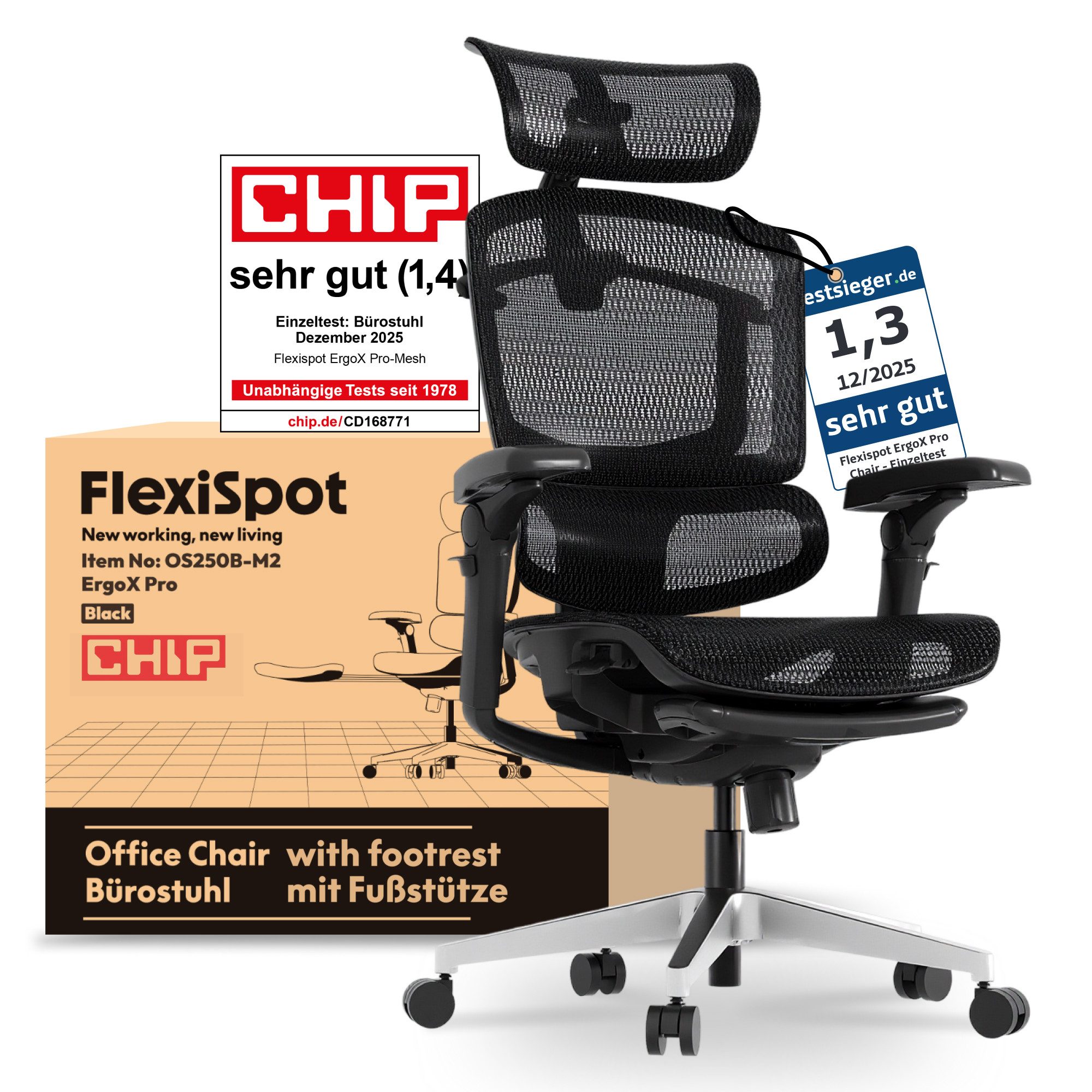 FLEXISPOT Bürostuhl ErgoX, Schreibtischstuhl Premium Ergonomischer (mit 7D- günstig online kaufen