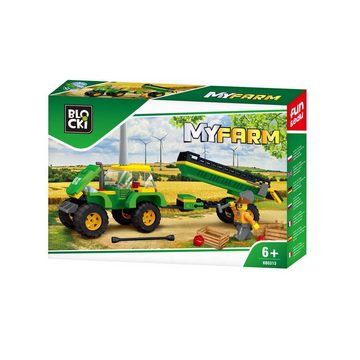 Blocki Konstruktions-Spielset BLOCKI MyFarm Traktor mit Anhänger Bauernhof Bausatz Spielzeug 164 tlg