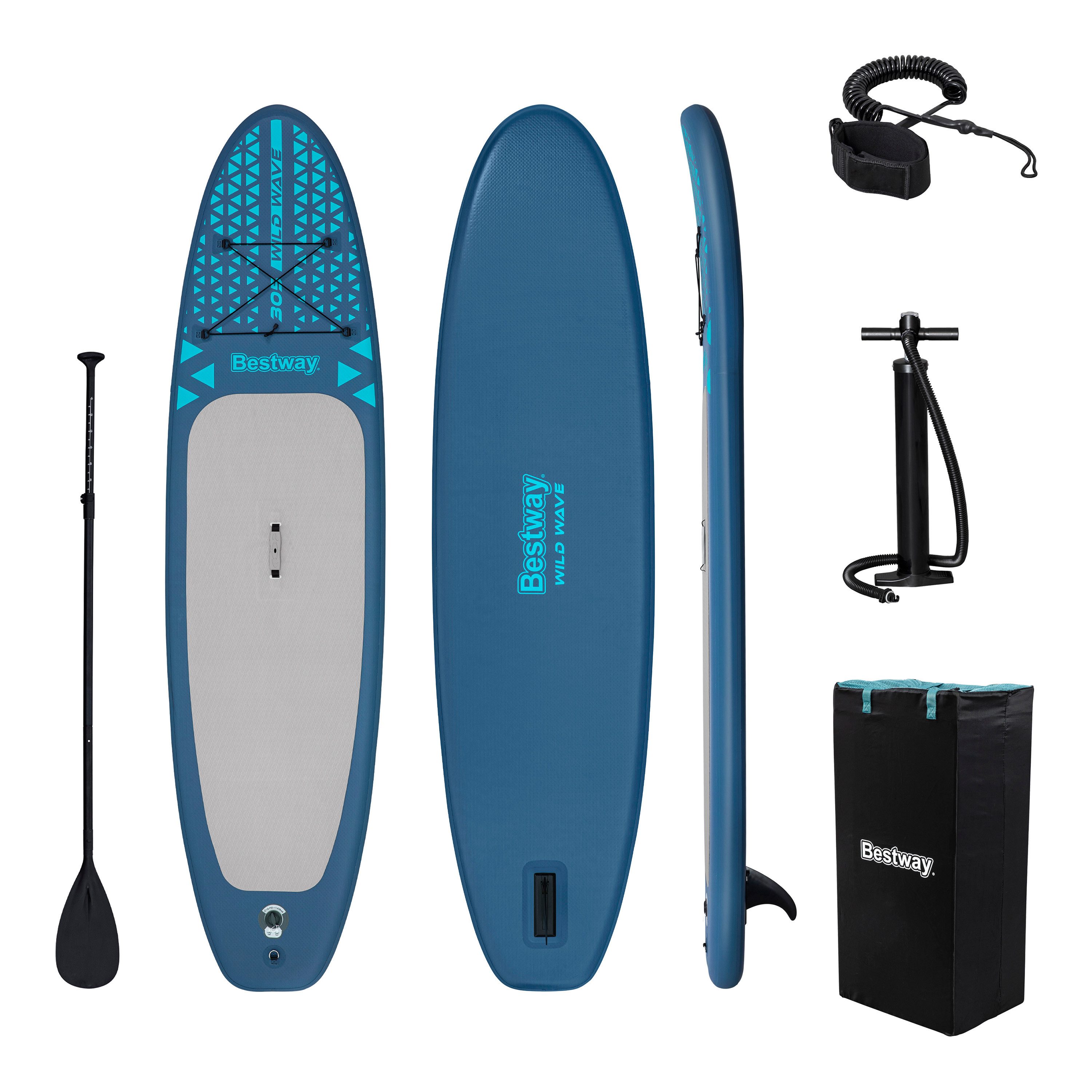 Bestway SUP-Board Wildwave™, Freizeit, (Set, Inkl. Pumpe, Paddel, Transportrucksack), 305 x 76 x 12 cm