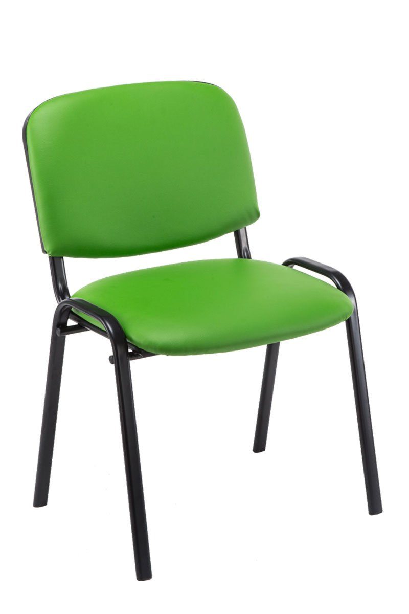 TPFLiving Besucherstuhl Keen mit hochwertiger Polsterung - Konferenzstuhl (Besprechungsstuhl - Warteraumstuhl - Messestuhl), Gestell: Metall matt schwarz - Sitzfläche: Kunstleder grün
