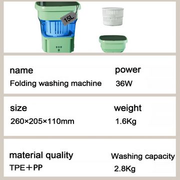 DOPWii Wäscheschleuder 15L Mini-Waschmaschine, tragbare faltbare Waschmaschine, Unterwäsche Baby-Kleidung kleine Waschmaschine mit UV-Keimtötung