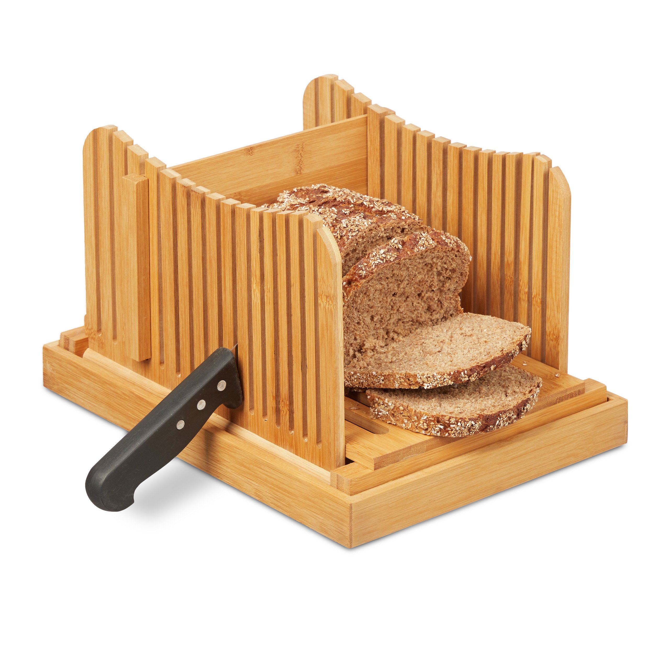 relaxdays Brotschneidebrett Brotschneidehilfe Bambus, Bambus, (1-St)