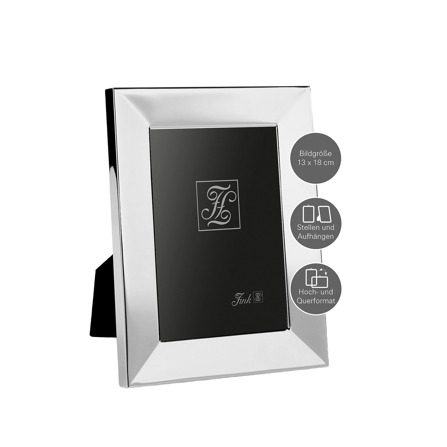 Fink Bilderrahmen THEA Bilderrahmen 13x18 cm - Glas/ Stahl/ versilbert - silberfarben, für 1 Bilder (1xBilderrahmen, 1 St), Fotowand - Bilderwand, Moderner Fotorahmen - Stilvoller Bildrahmen für Fotos und Bilder