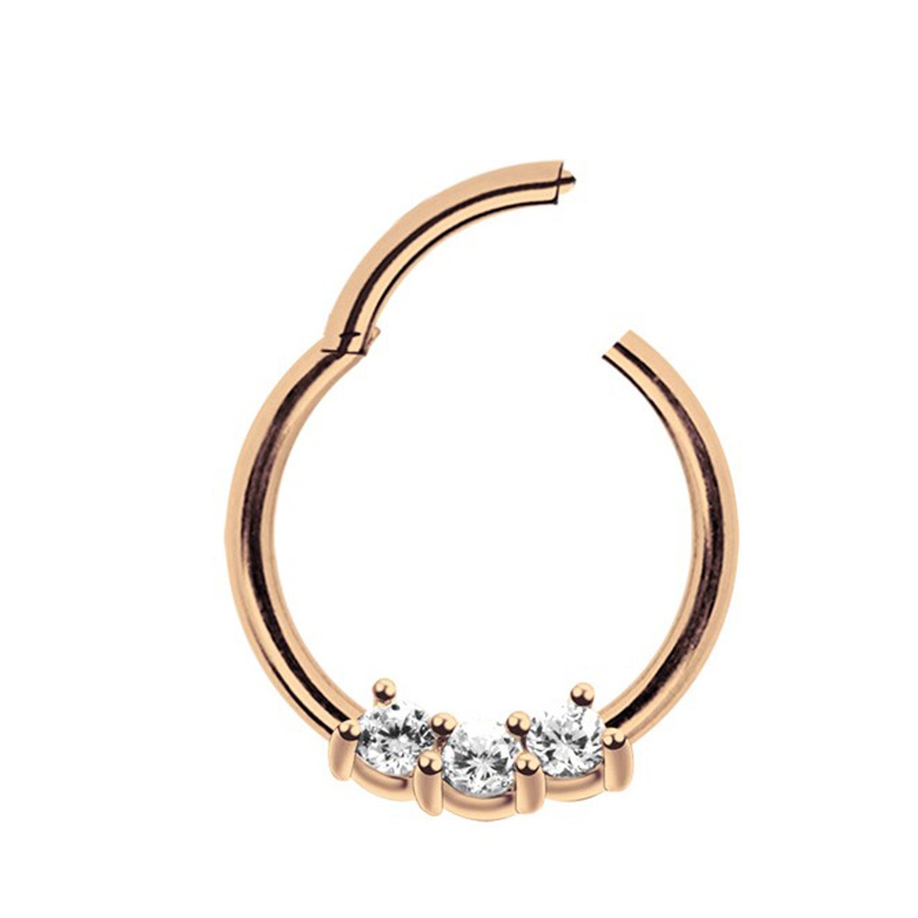 Adelia´s Nasenpiercing »Piercing Ring Smooth Segment Clicker mit Stein,  Rosegold«, mit drei klaren gefassten Kristallen in 2 mm online kaufen | OTTO